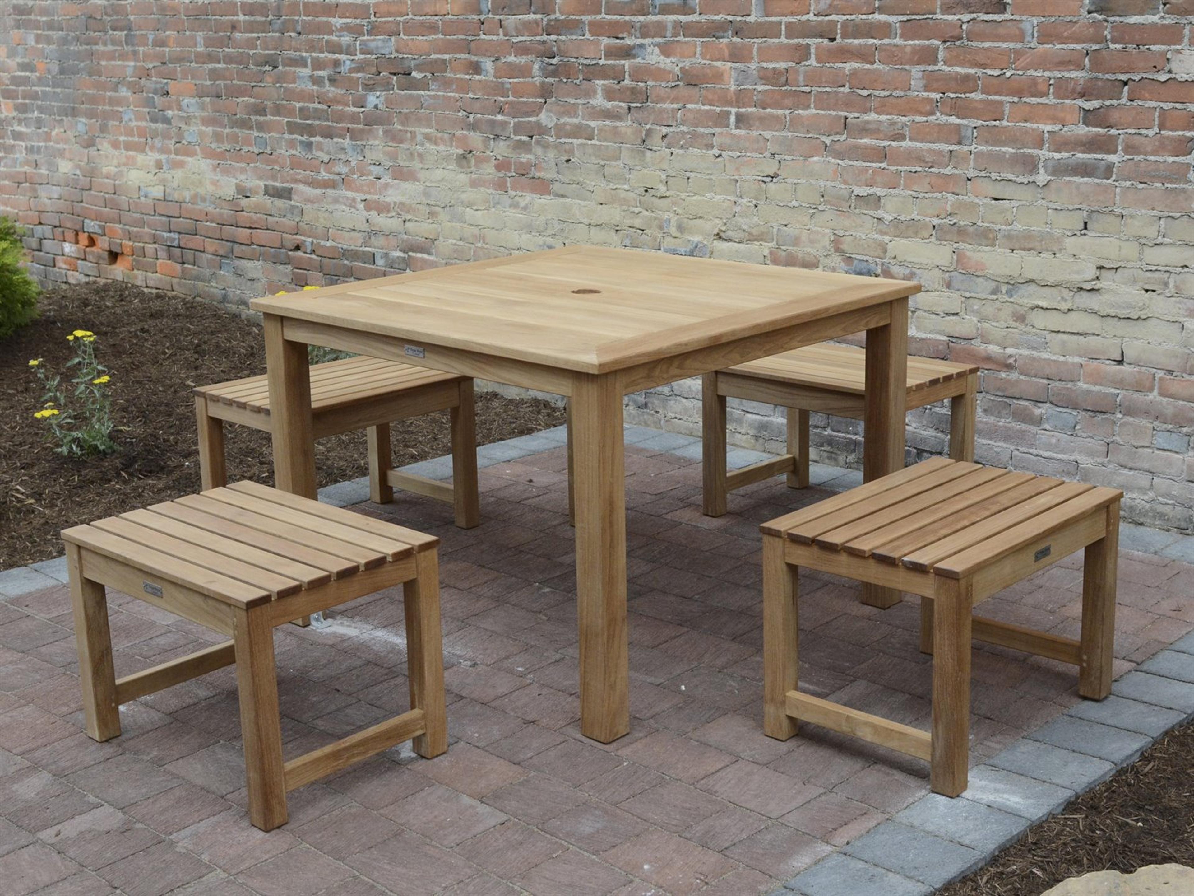 Charleston Natural Teak Outdoor Patio Dining Set