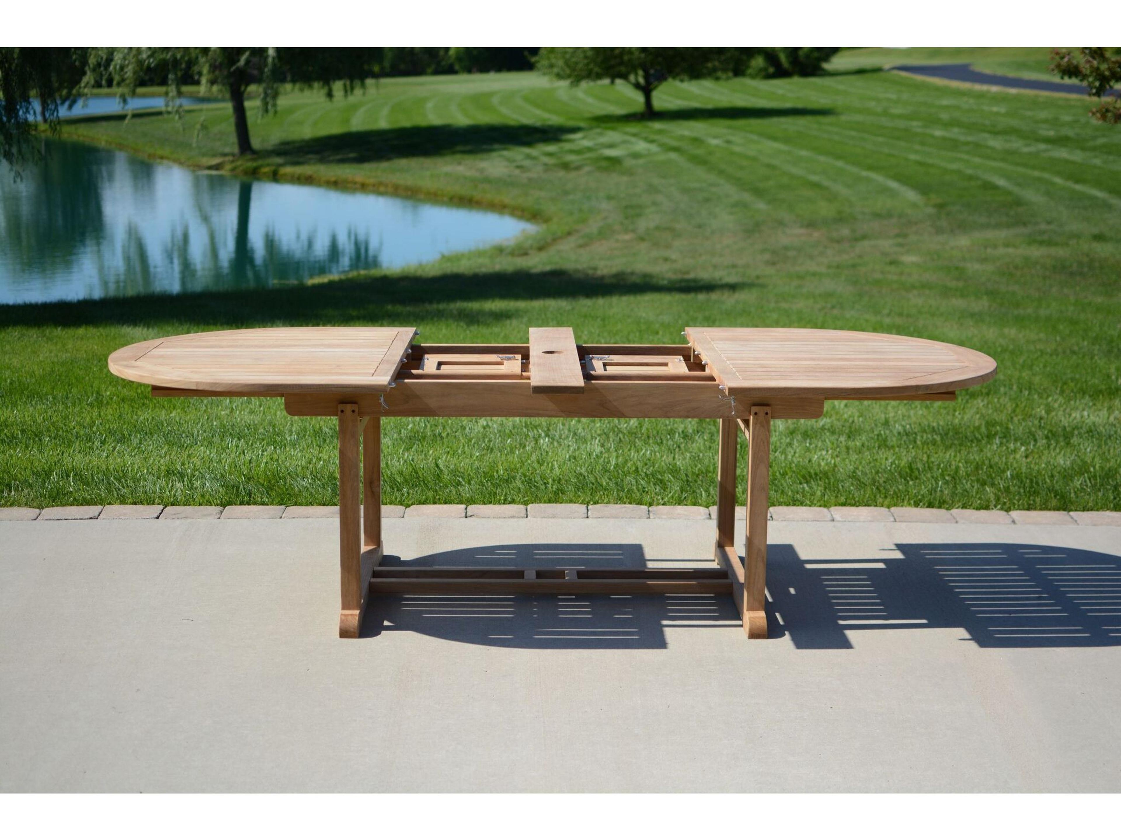 Three Birds Casual Chelsea Teak Oval Extendable Table