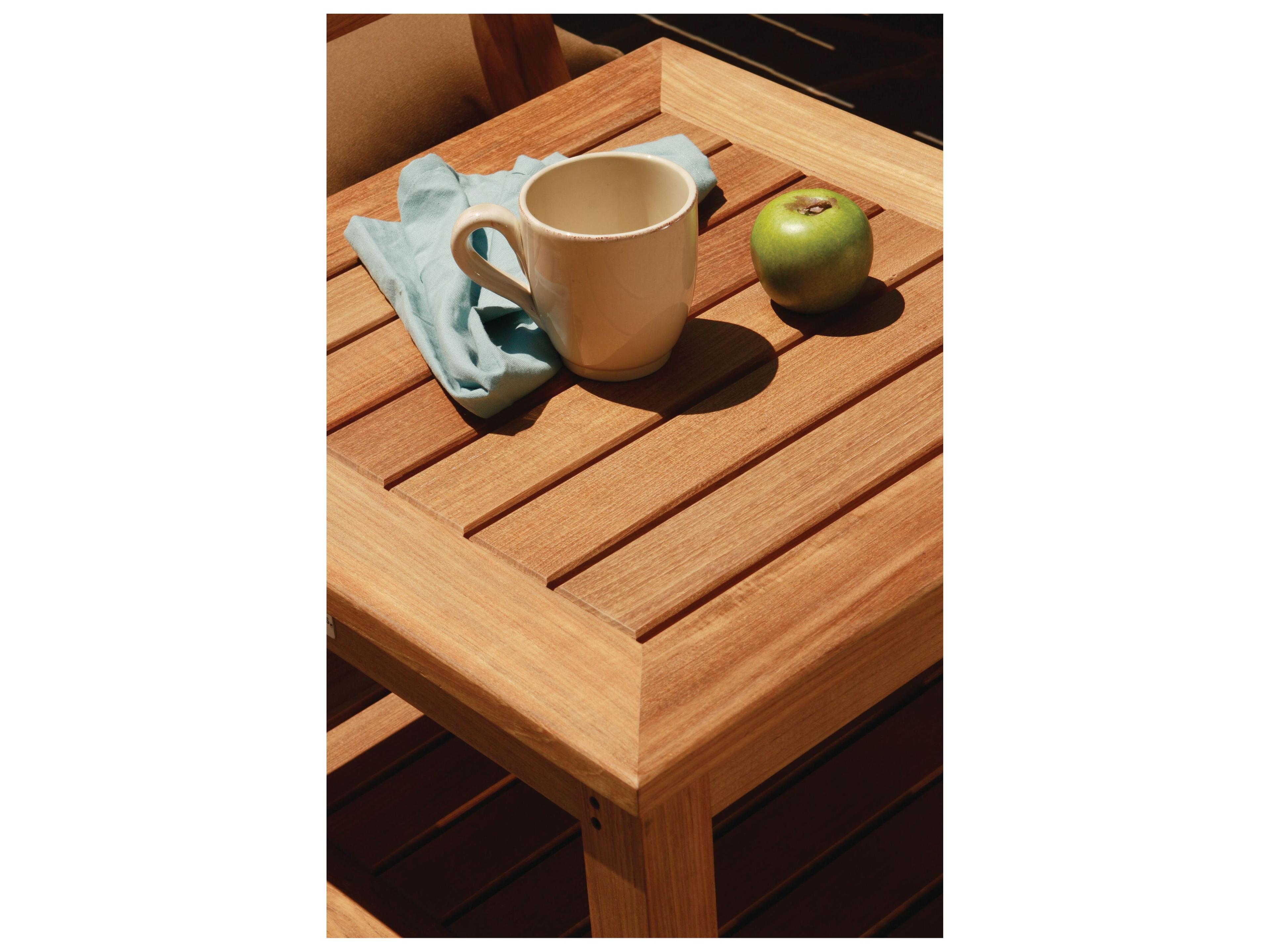 Three Birds Casual Newport Teak Outdoor Patio End Table With Lower Shelf