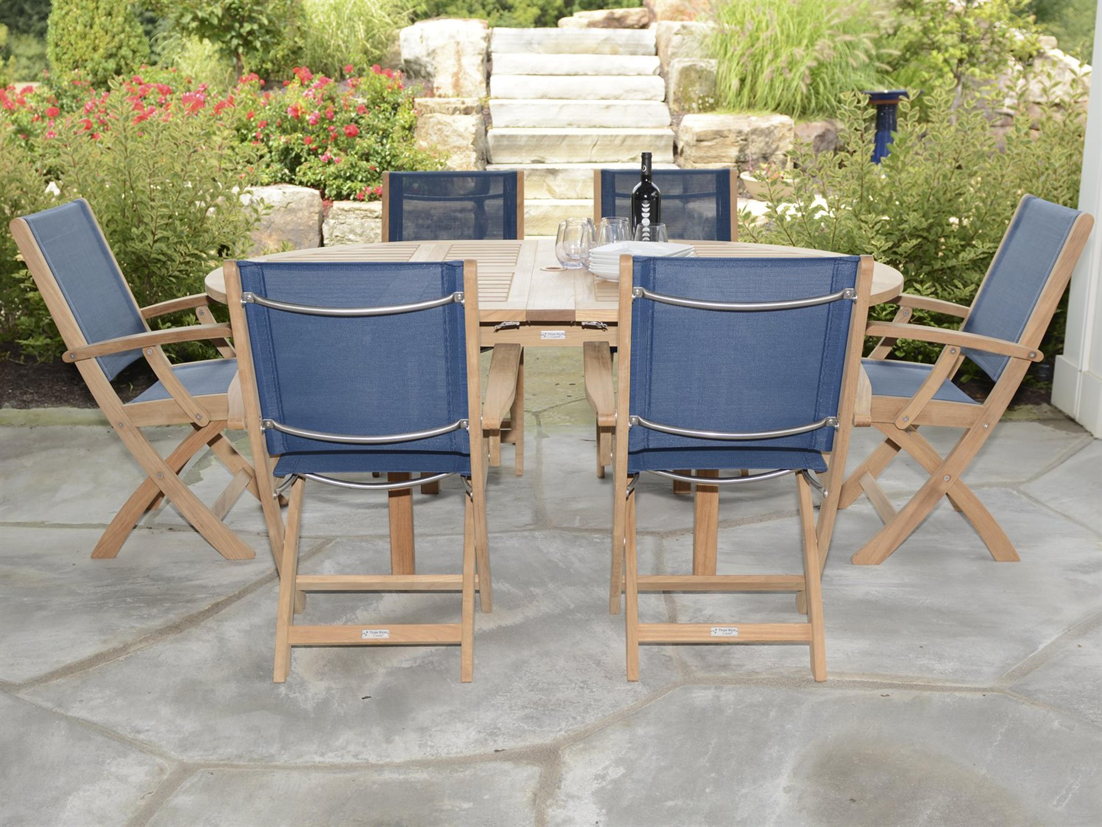 Riviera Sling Natural Teak Outdoor Dining Set