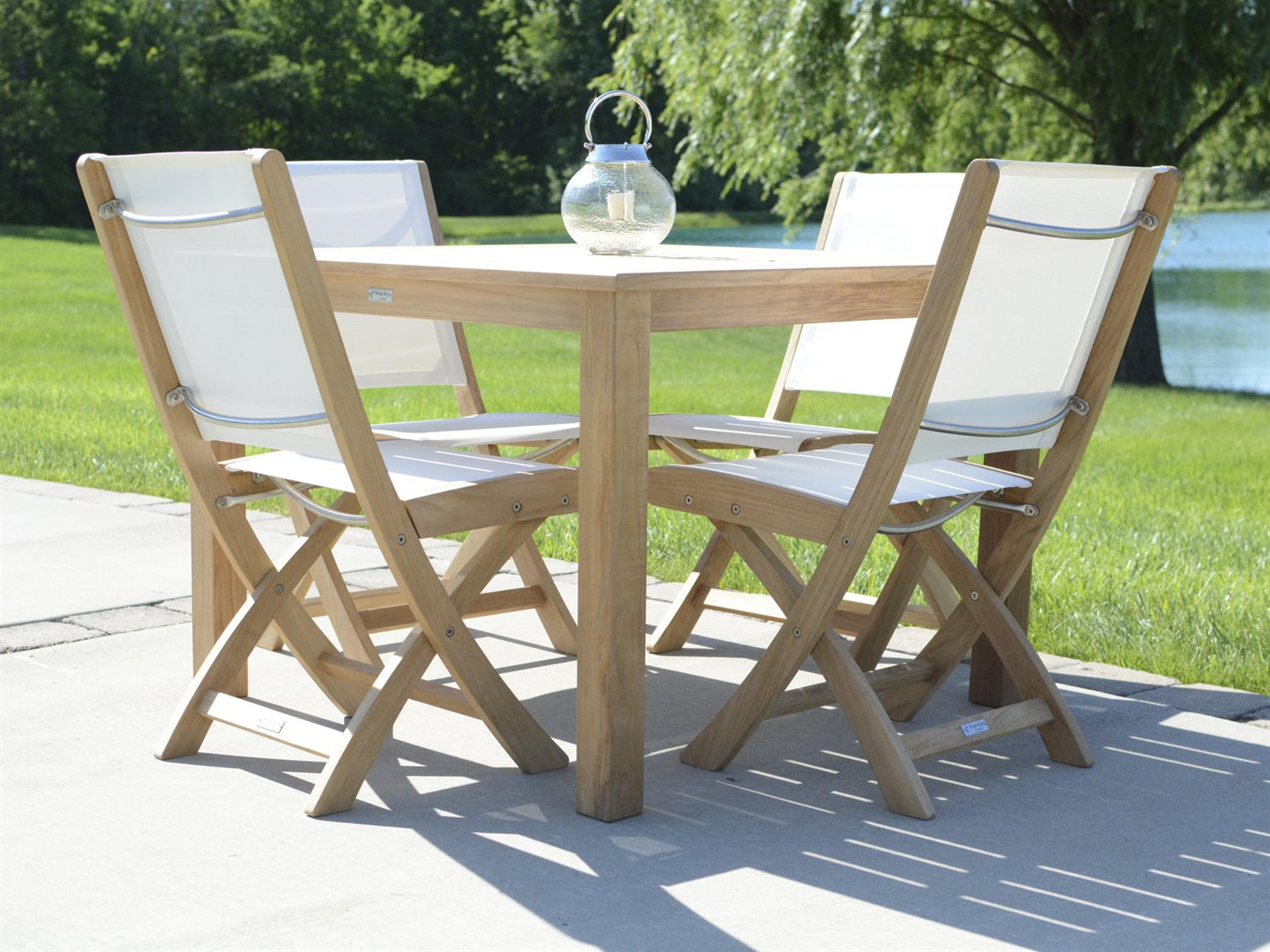 Riviera Sling Natural Teak Outdoor Patio Dining Set