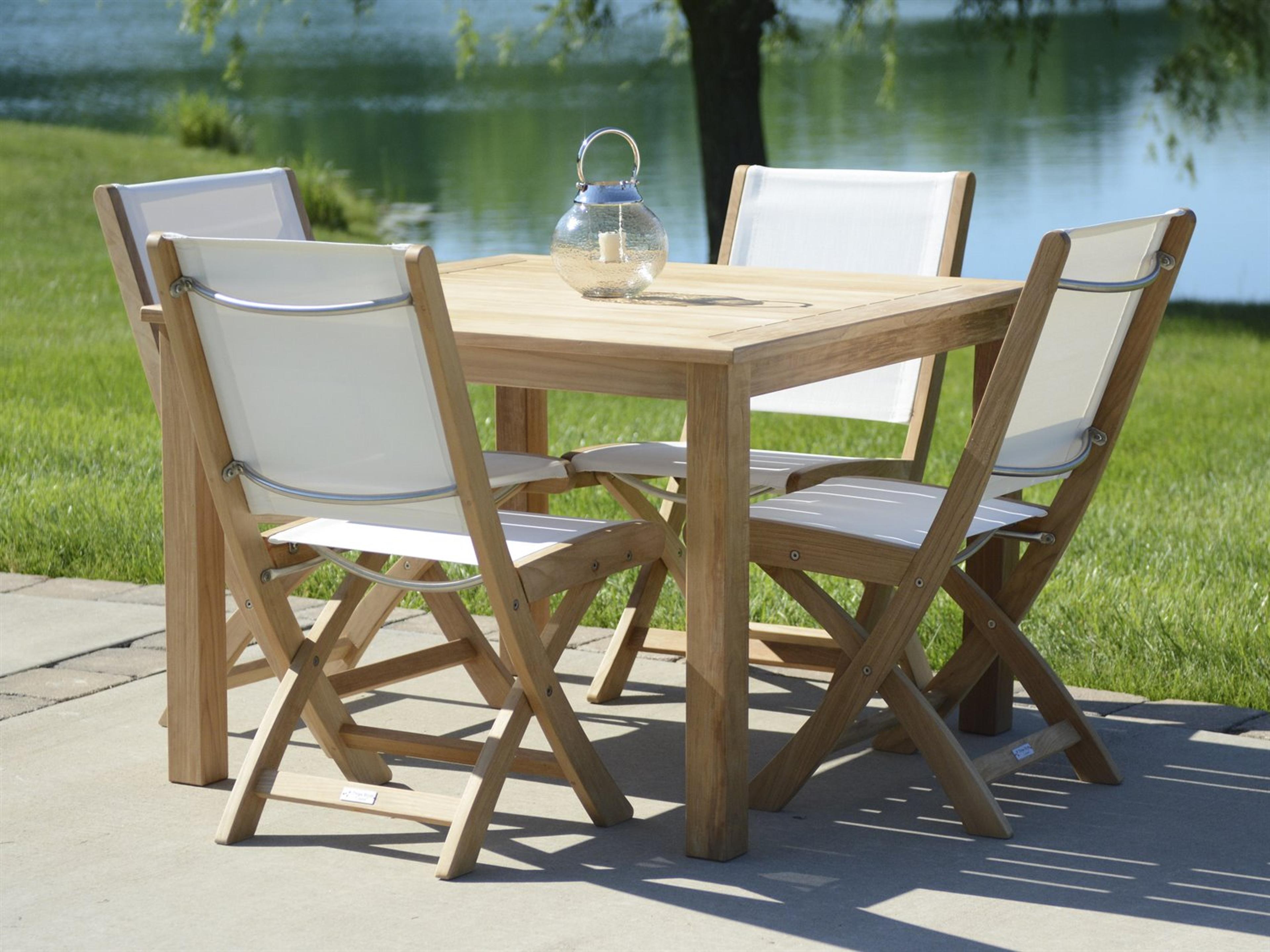 Riviera Sling Natural Teak Outdoor Dining Set