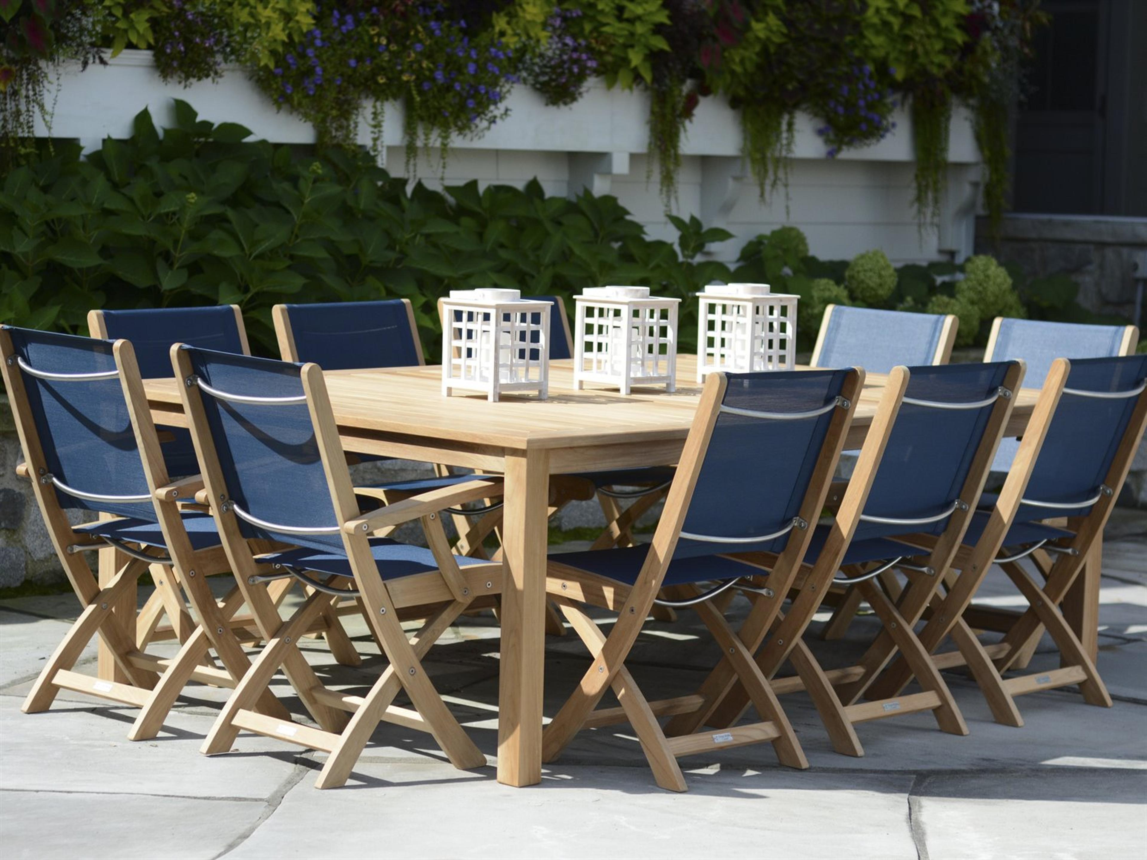 Riviera Sling Natural Teak Outdoor Patio Dining Set