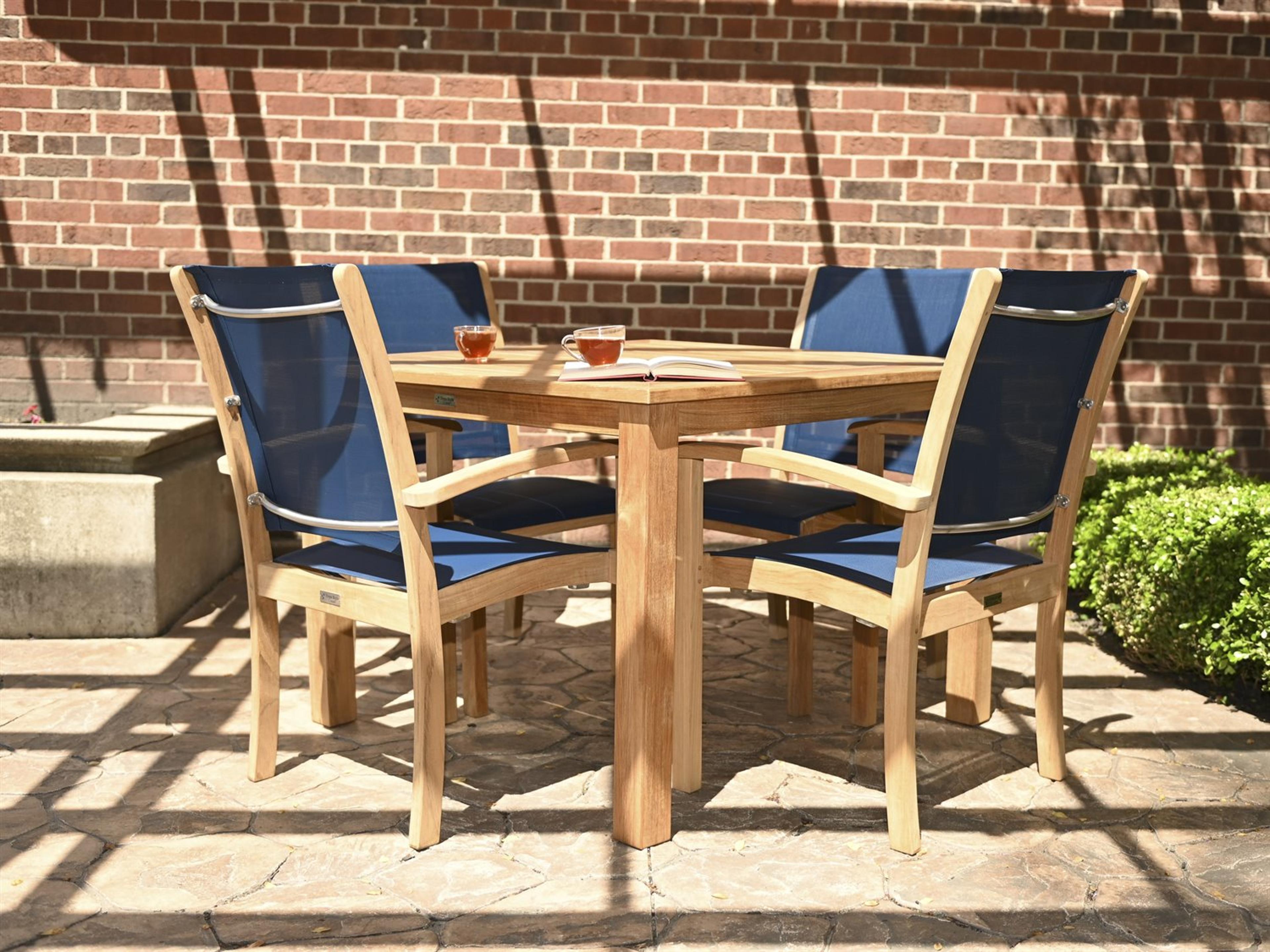 Riviera Sling Natural Teak Outdoor Dining Set