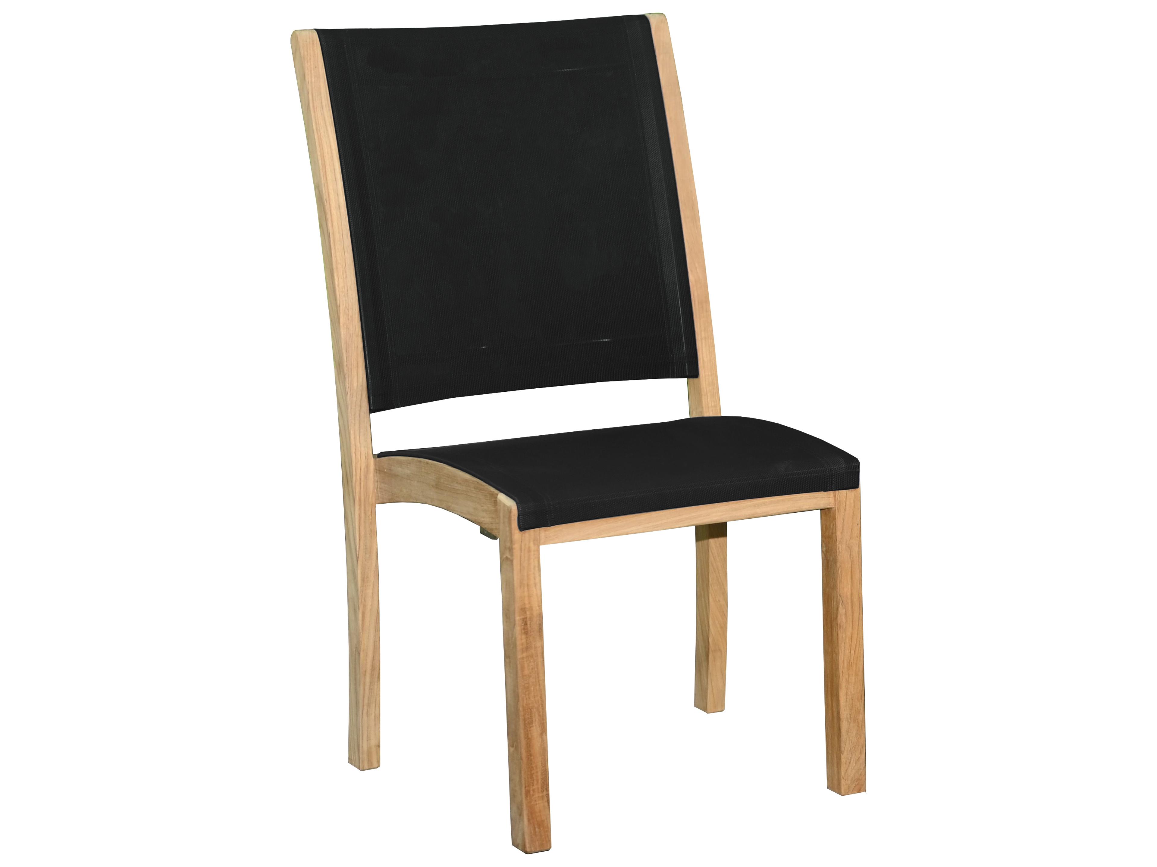Three Birds Casual Riviera Teak Sling Outdoor Patio Dining Side Chair