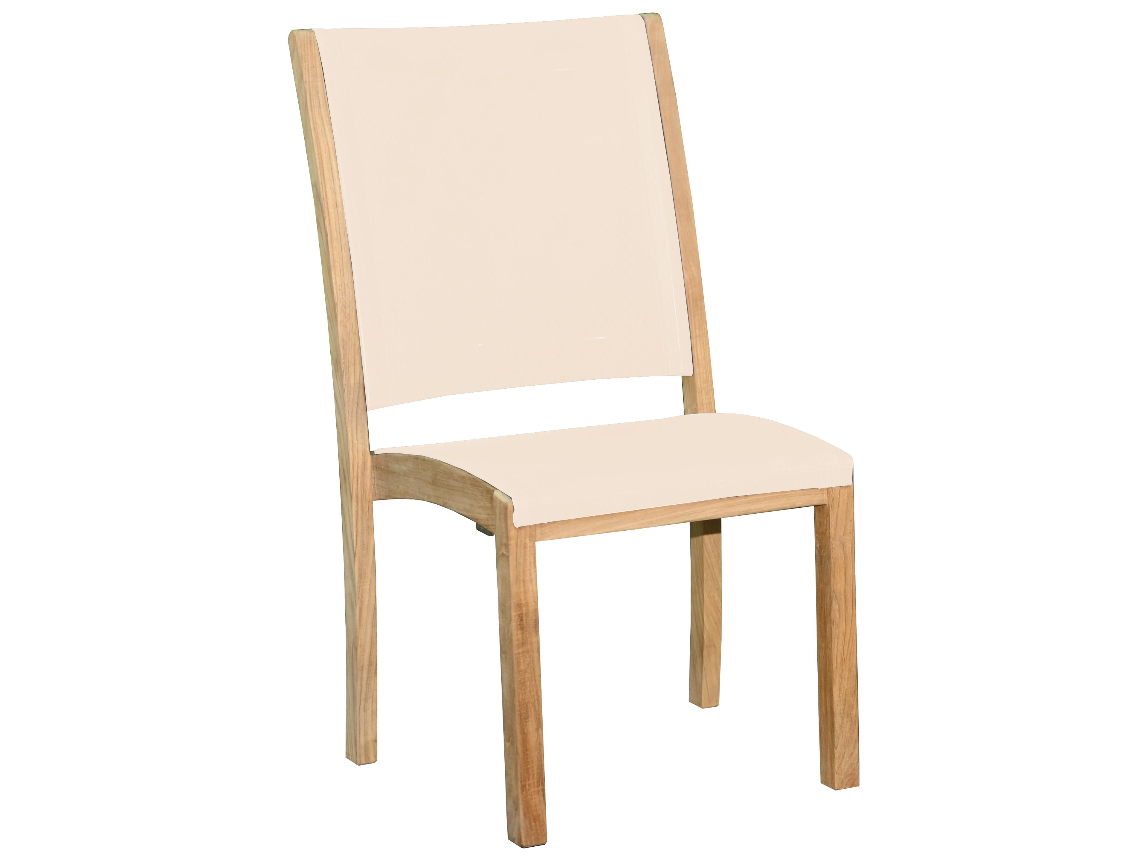 Three Birds Casual Riviera Teak Sling Outdoor Patio Dining Side Chair
