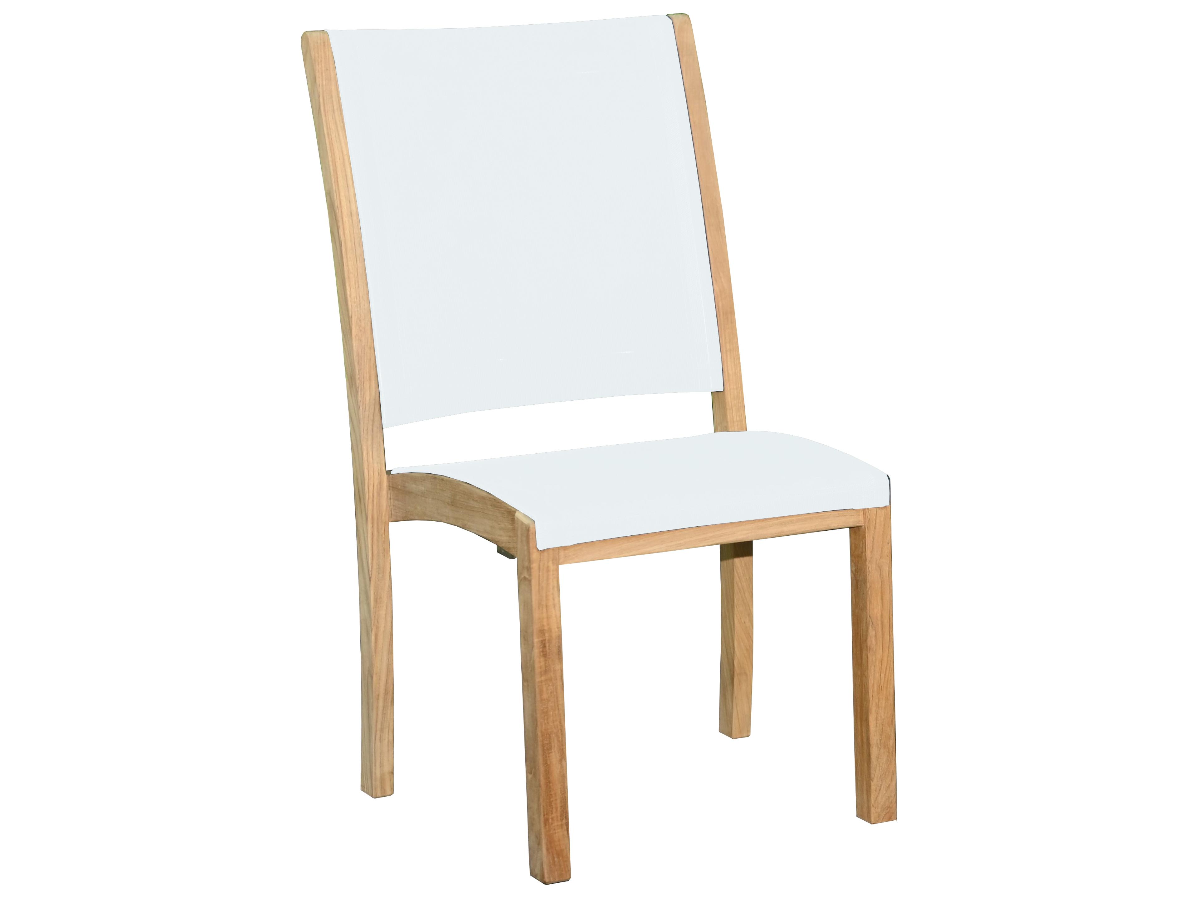 Three Birds Casual Riviera Teak Sling Outdoor Patio Dining Side Chair