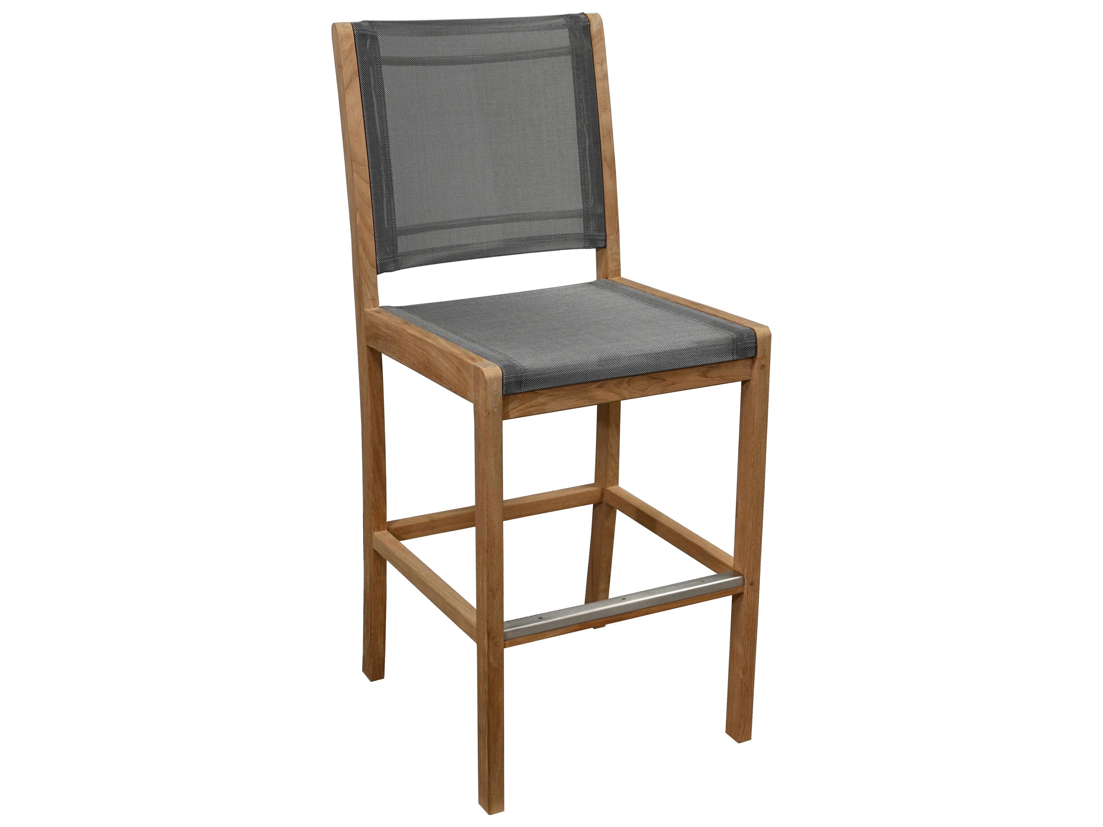 Three Birds Casual Riviera Teak Sling Outdoor Bar Chair