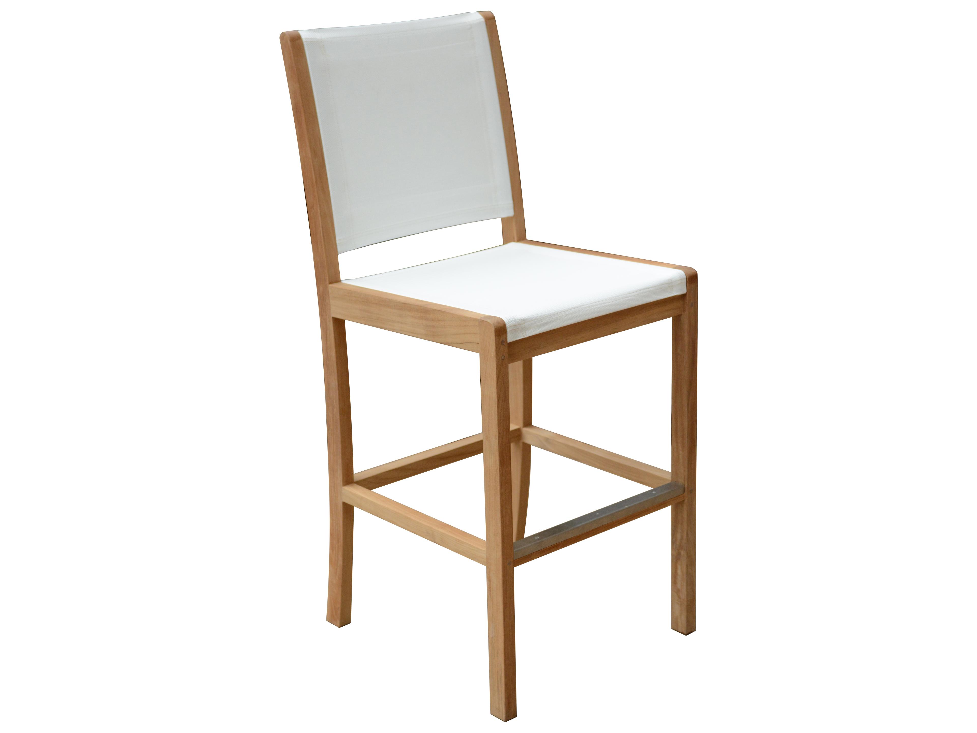 Three Birds Casual Riviera Teak Sling Outdoor Bar Chair