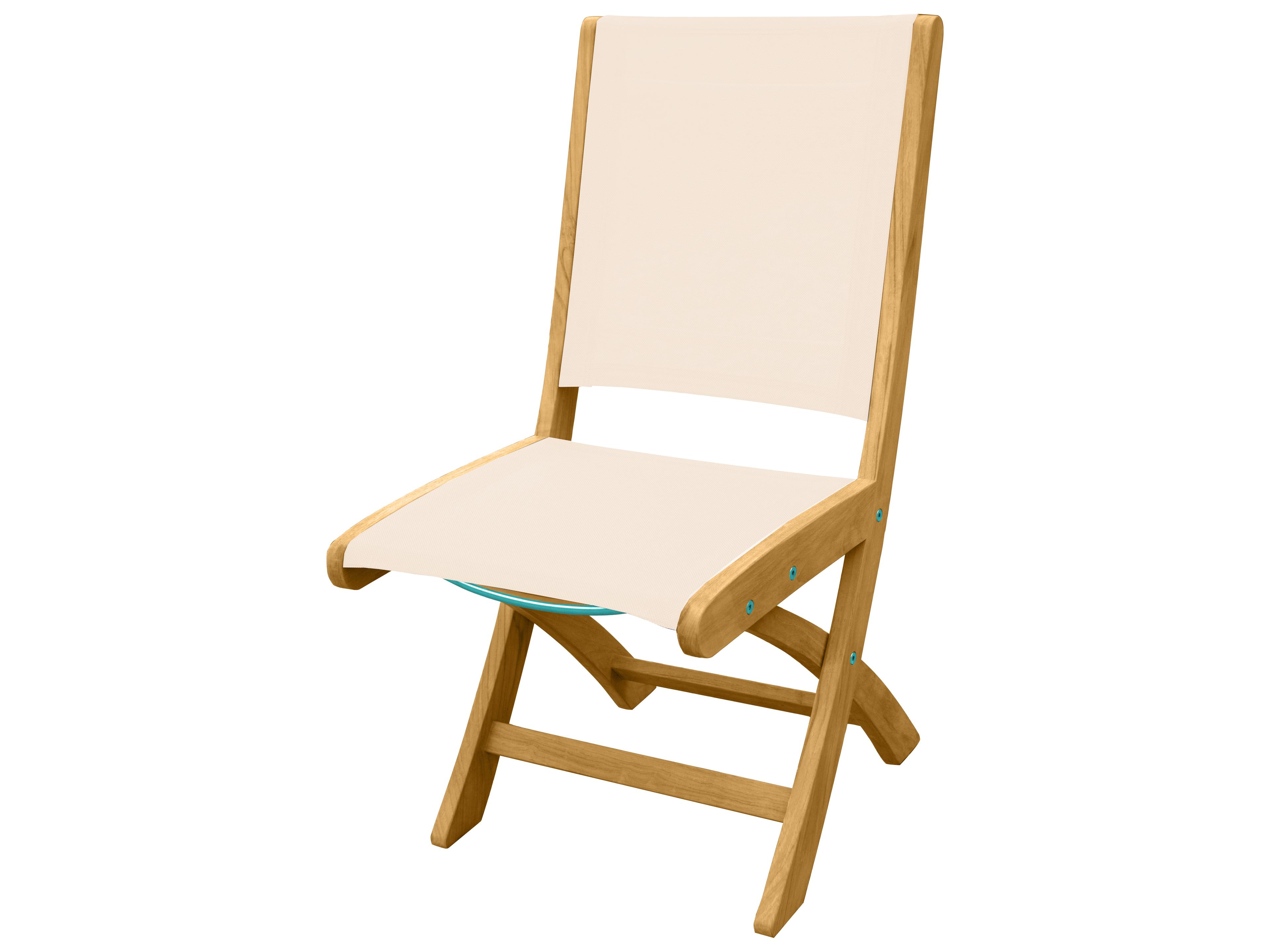 Riviera Teak Sling Folding Patio Dining Side Chair
