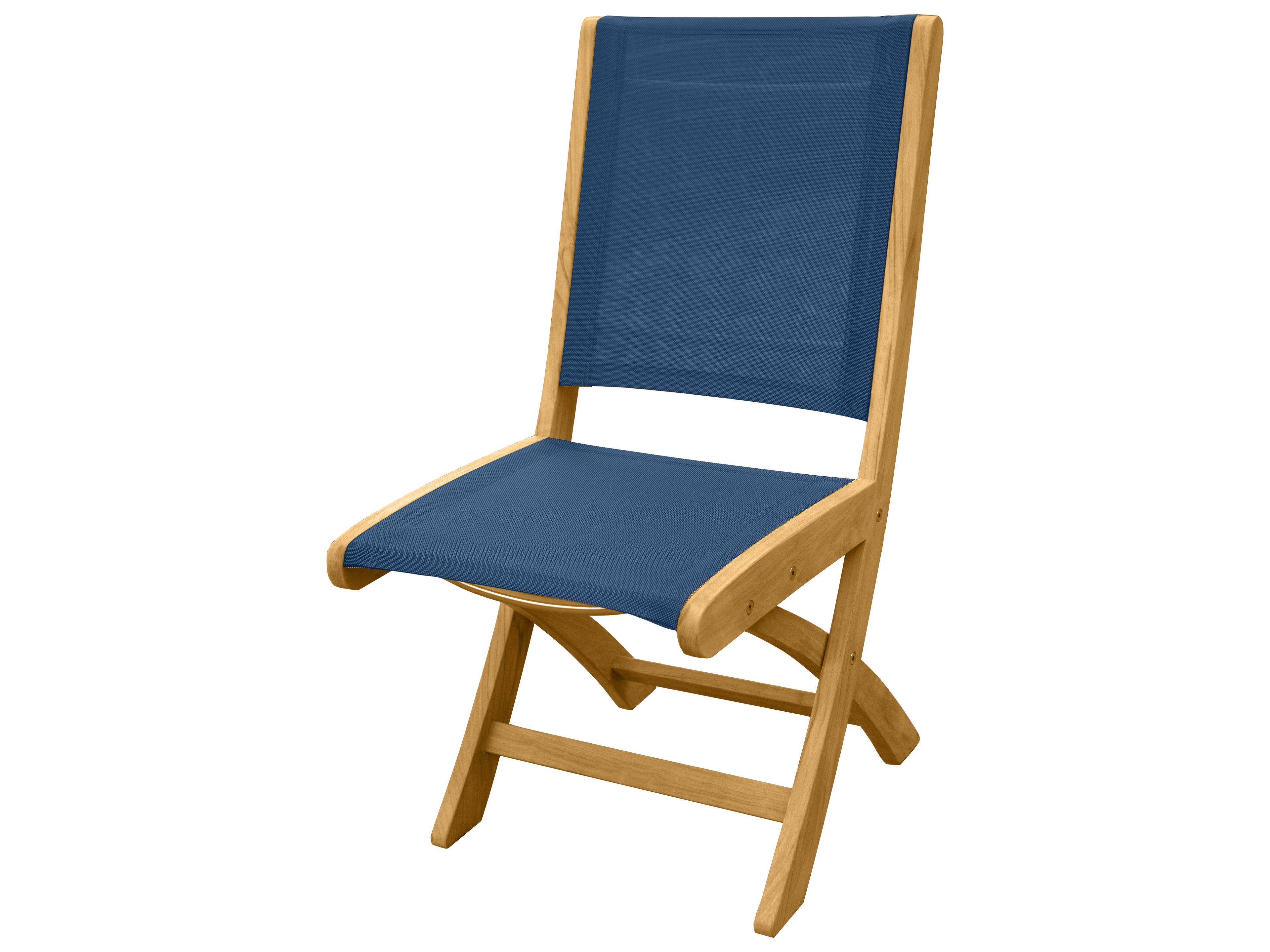 Three Birds Casual Riviera Teak Sling Folding Patio Dining Side Chair
