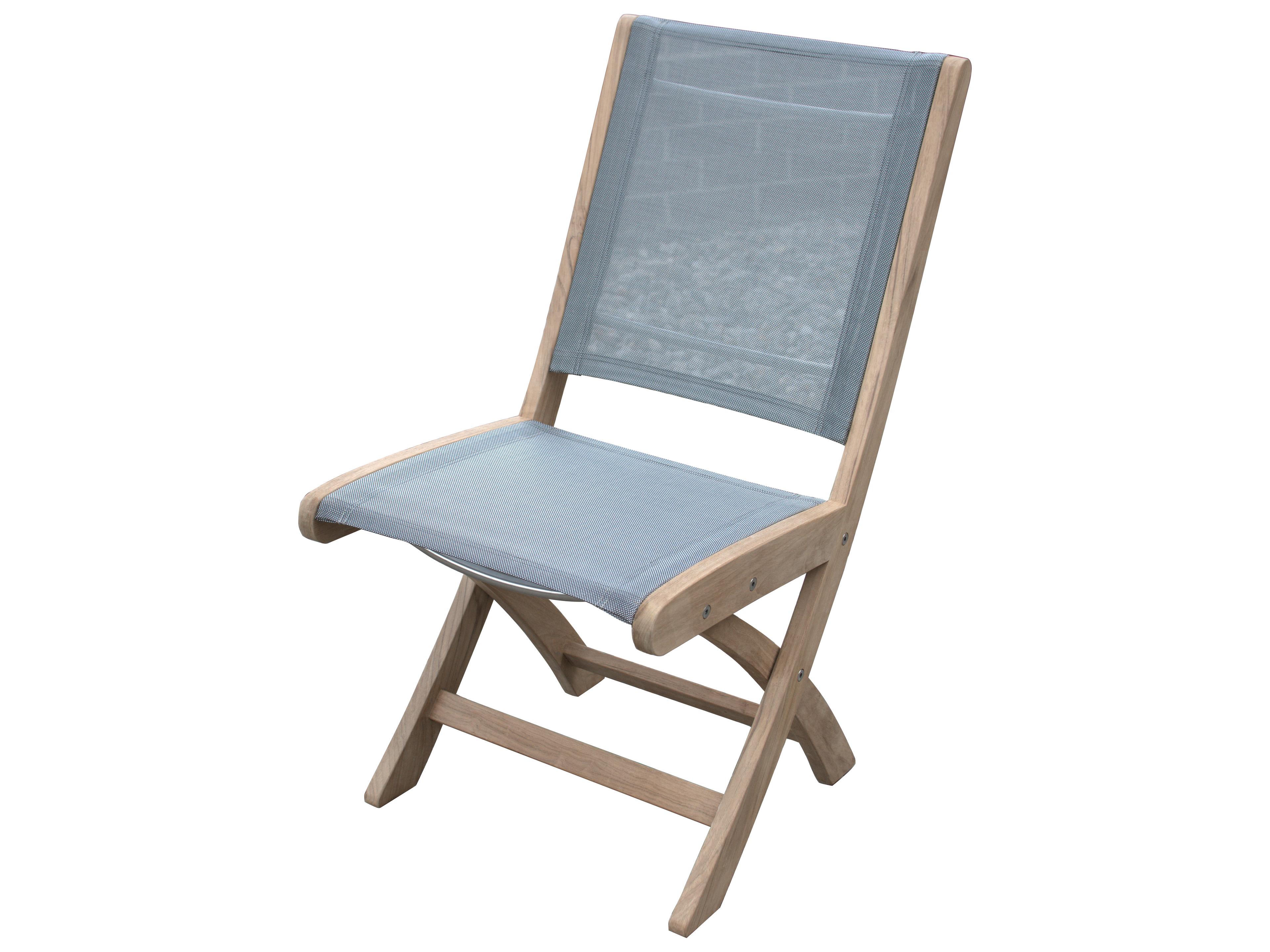 Three Birds Casual Riviera Teak Sling Folding Patio Dining Side Chair