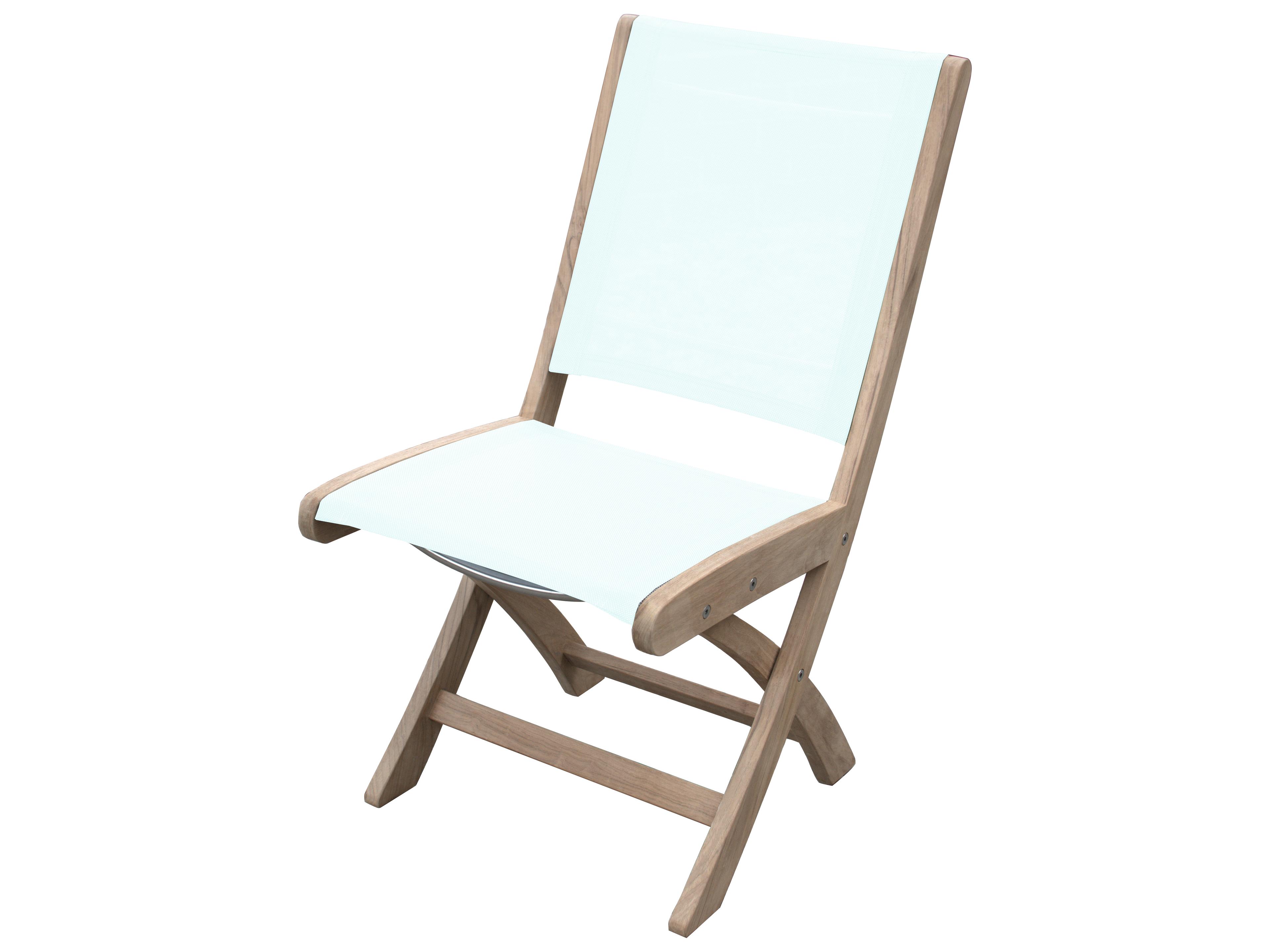 Three Birds Casual Riviera Teak Sling Folding Patio Dining Side Chair