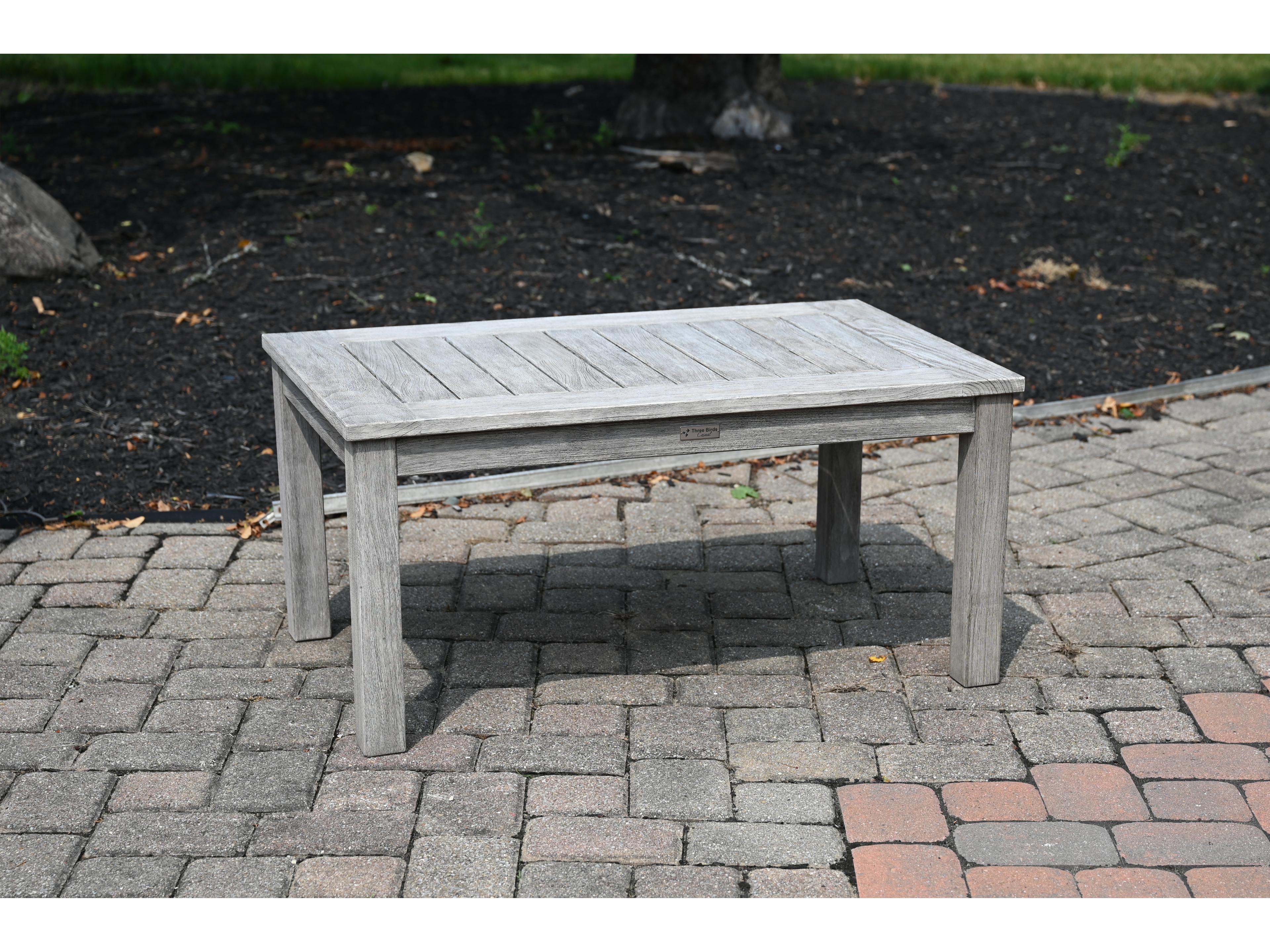 Three Birds Casual Shelburne Teak Rectangular Patio Coffee Table