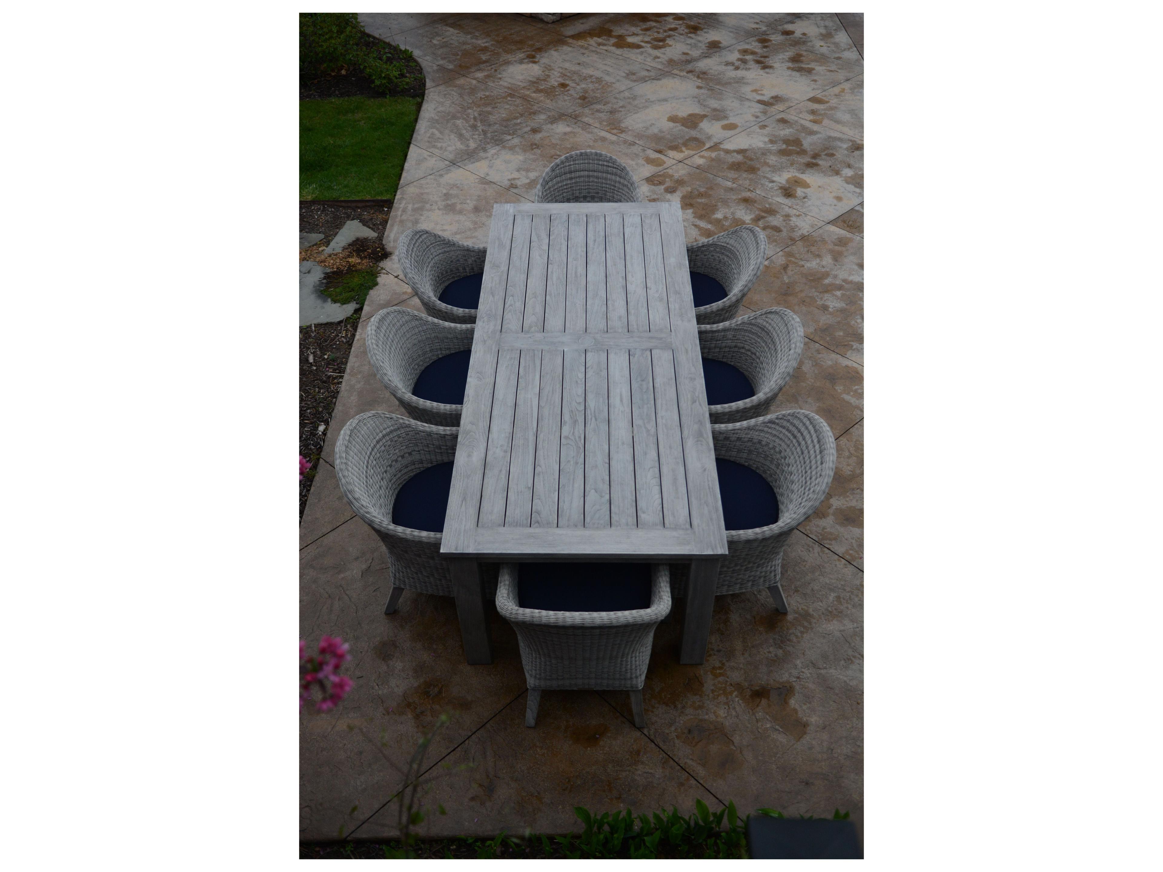 Three Birds Casual Shelburne Teak Rectangular Outdoor Patio Dining Table