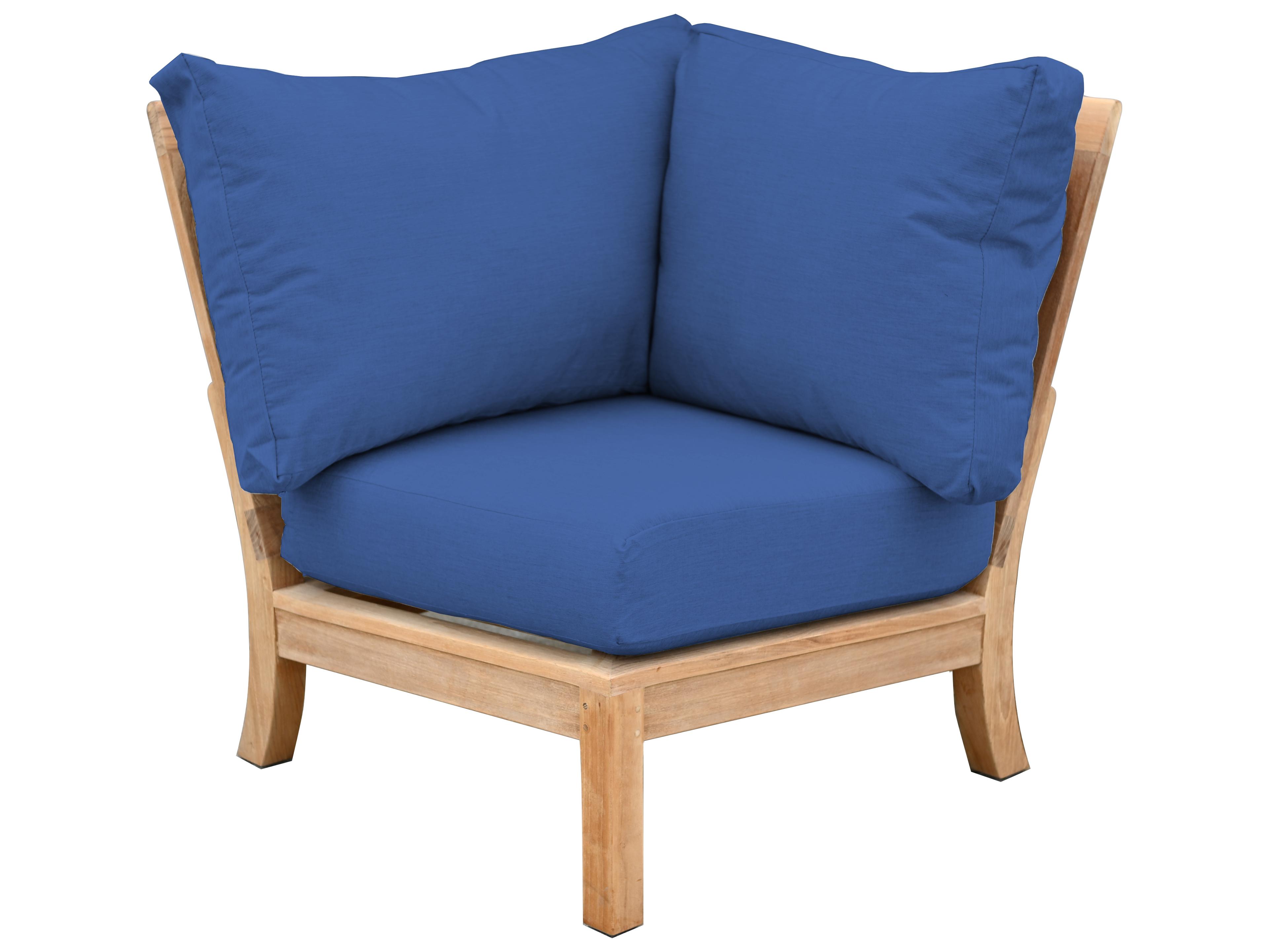 Three Birds Casual St. Lucia Teak Deep Seating Sectional Corner Outdoor Patio Lounge Chair