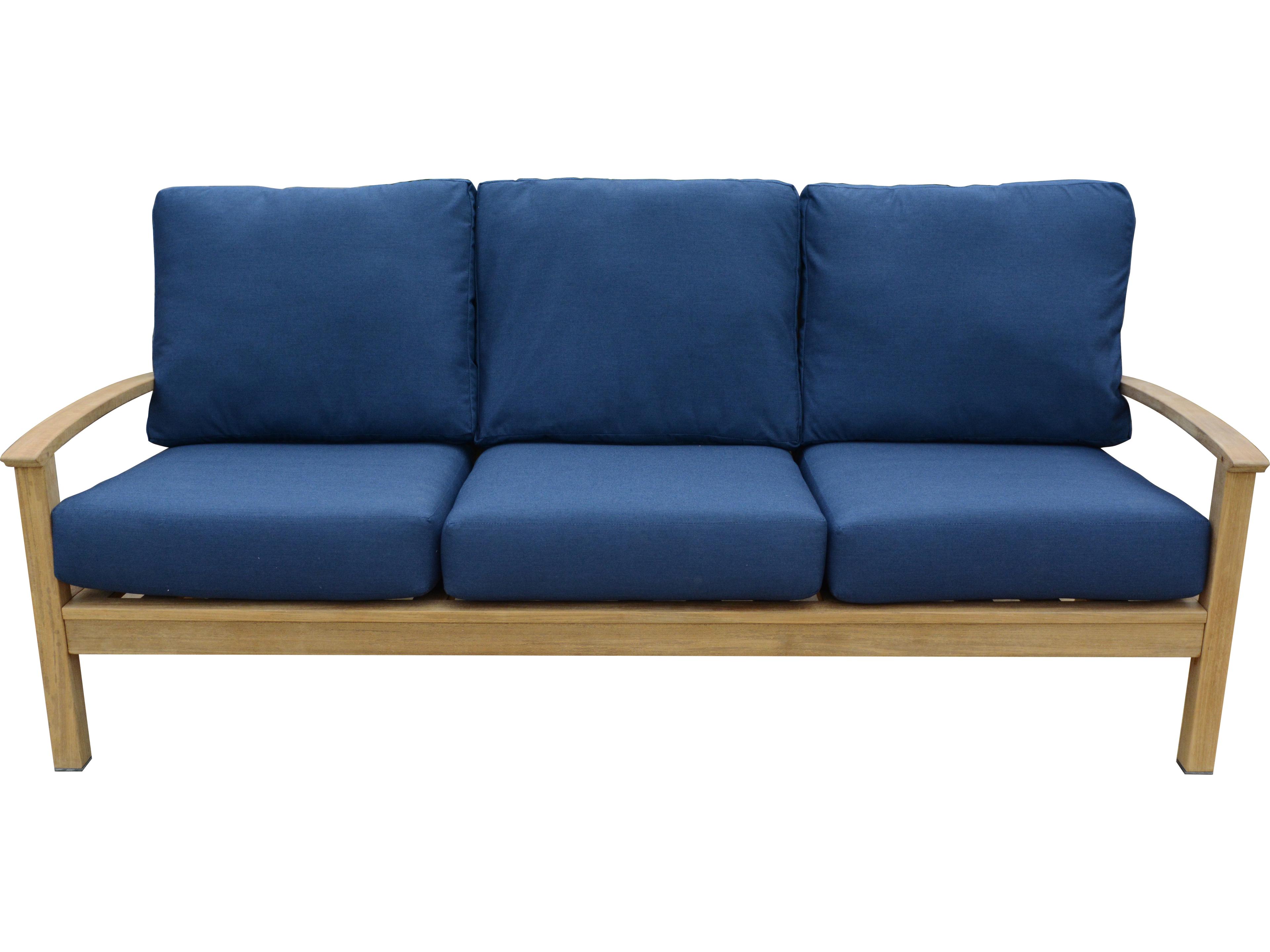 St. Lucia Teak Deep Seating 3-Seater Outdoor Patio Sofa