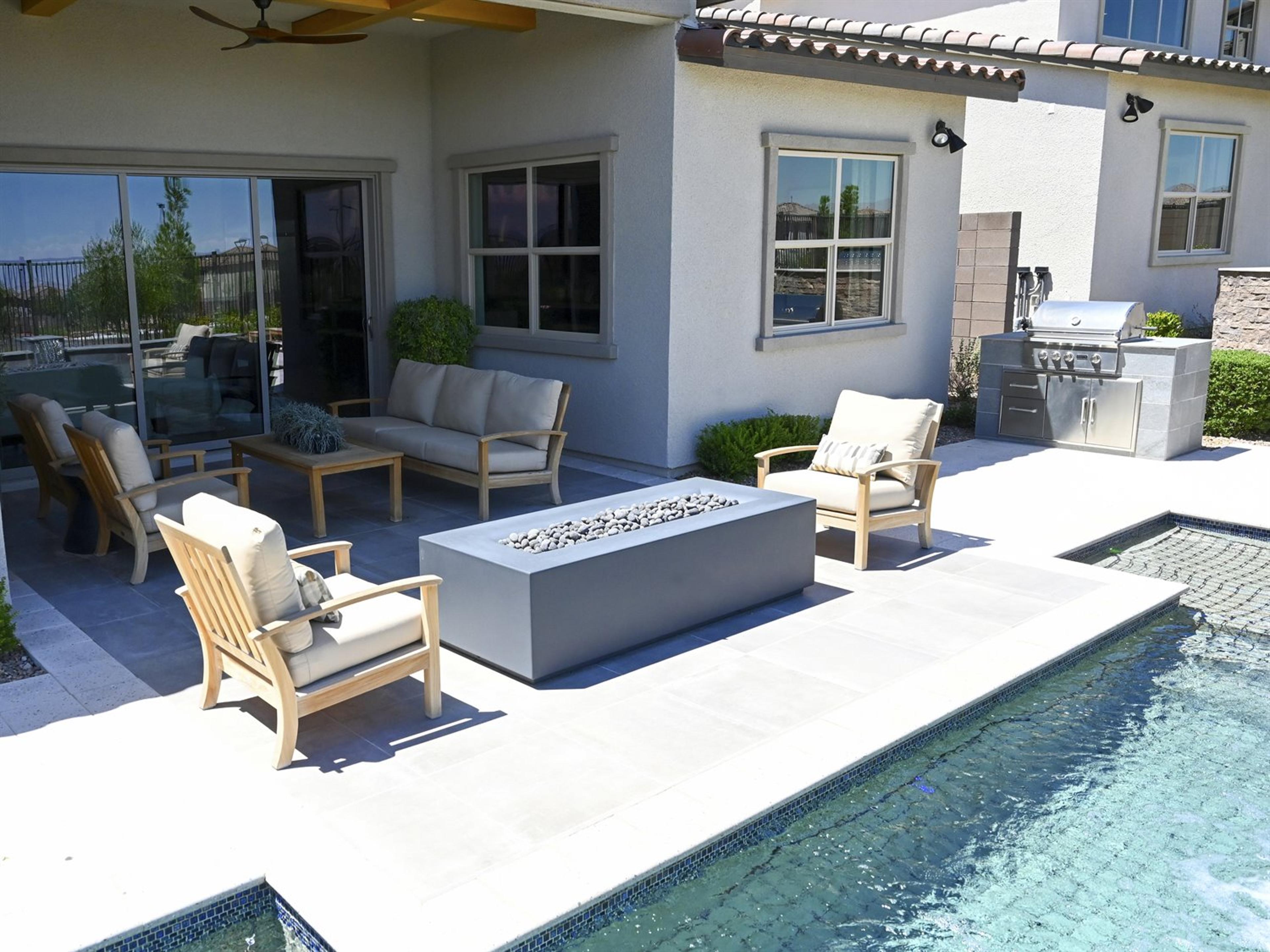 St. Lucia Natural Teak Fire Pit Patio Lounge Set