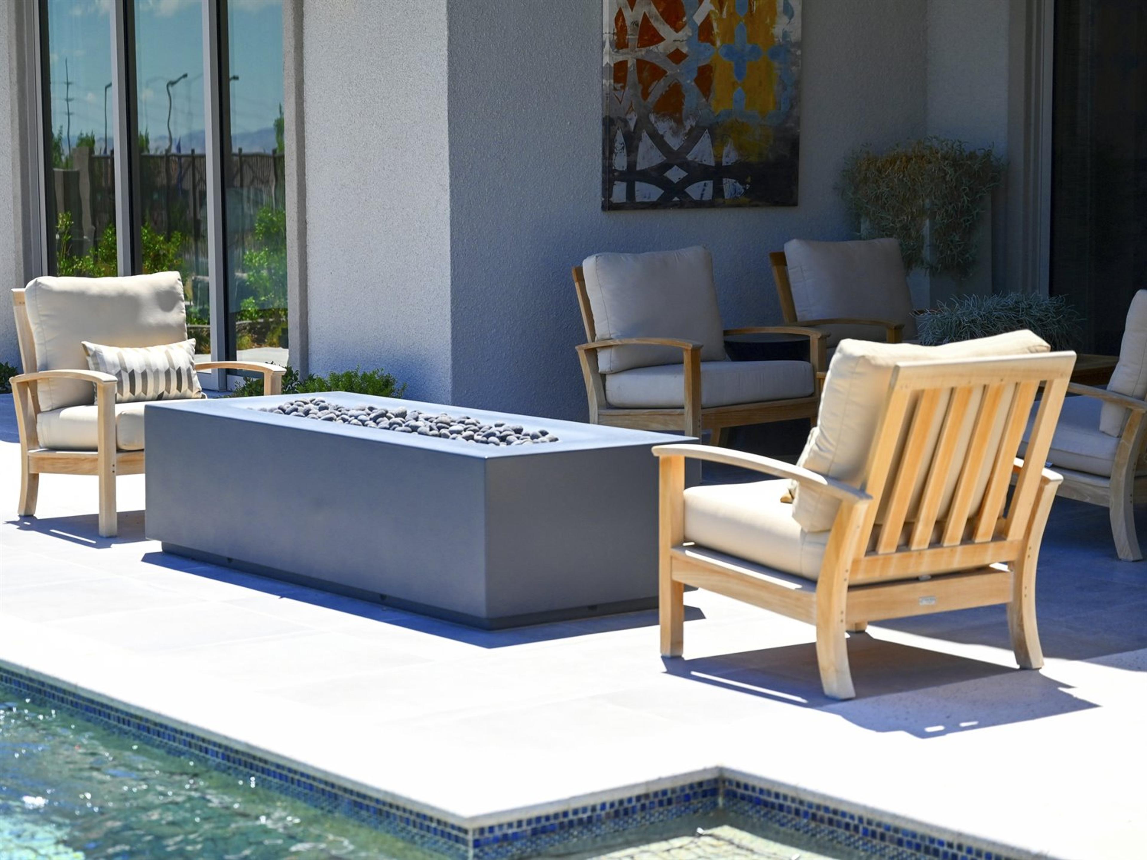 St. Lucia Natural Teak Firepit Outdoor Patio Lounge Set