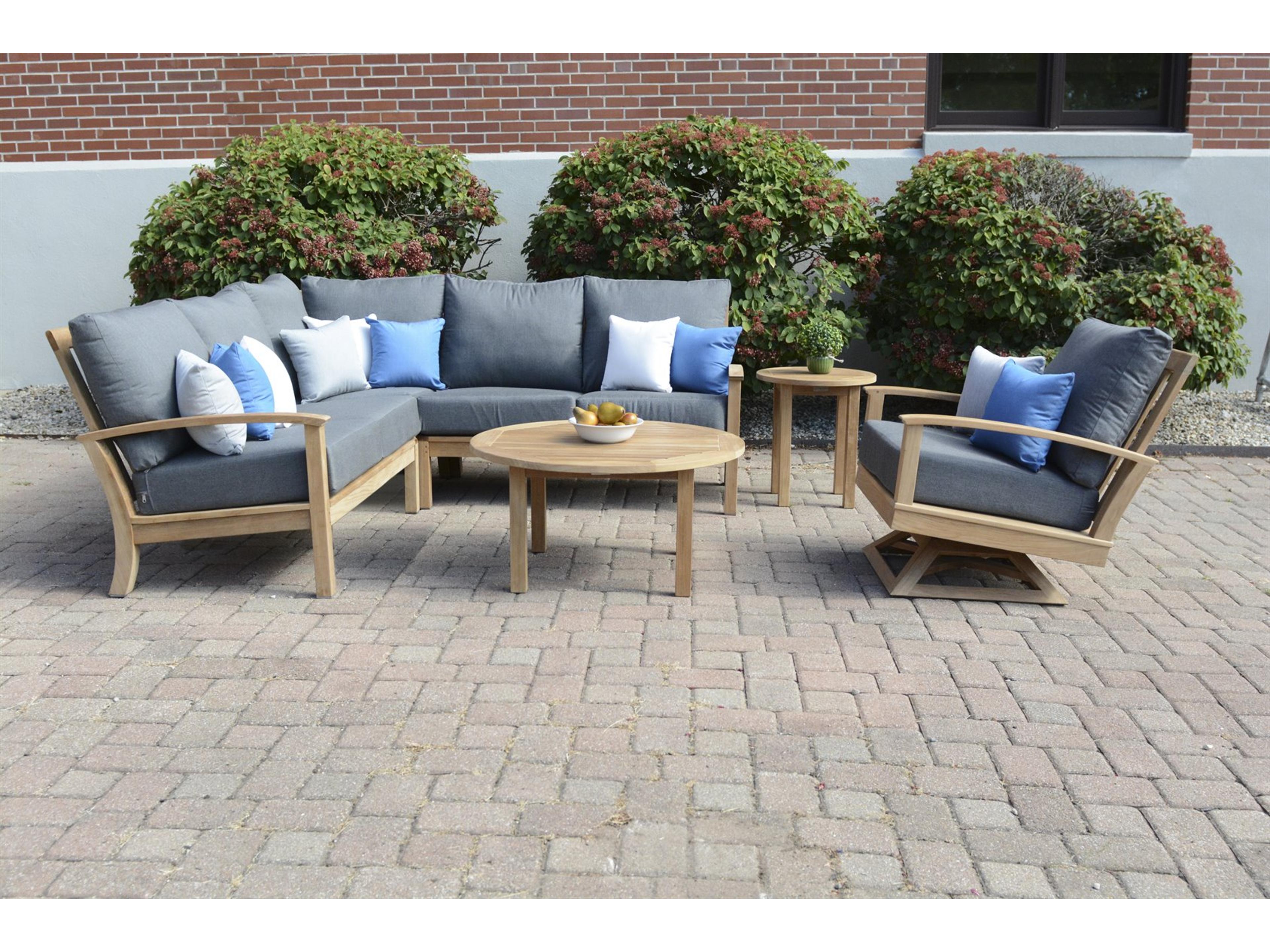 St. Lucia Natural Teak Sectional Patio Lounge Set