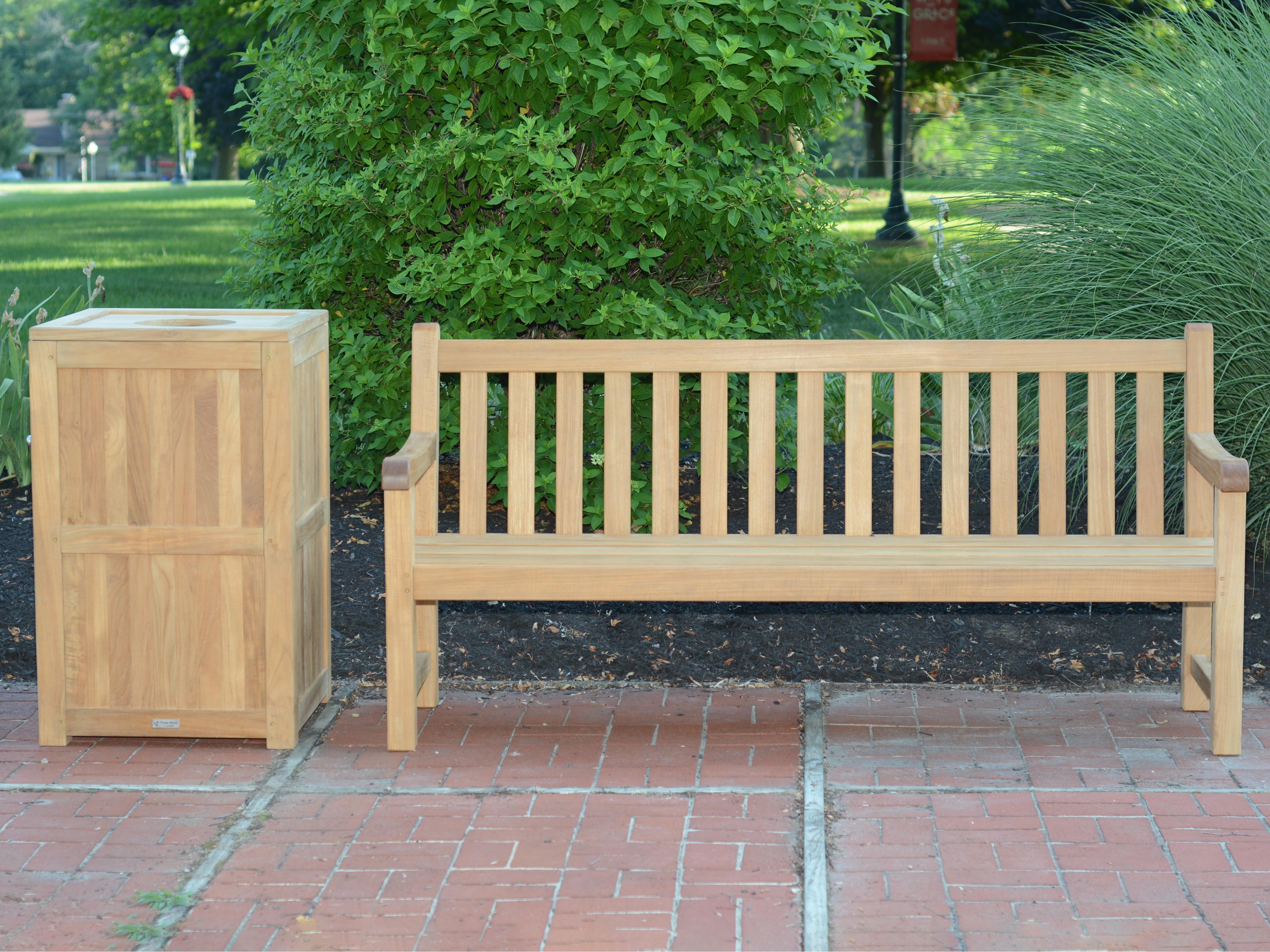 Teak Natural Top Load Trash Receptacle with Lid 36"