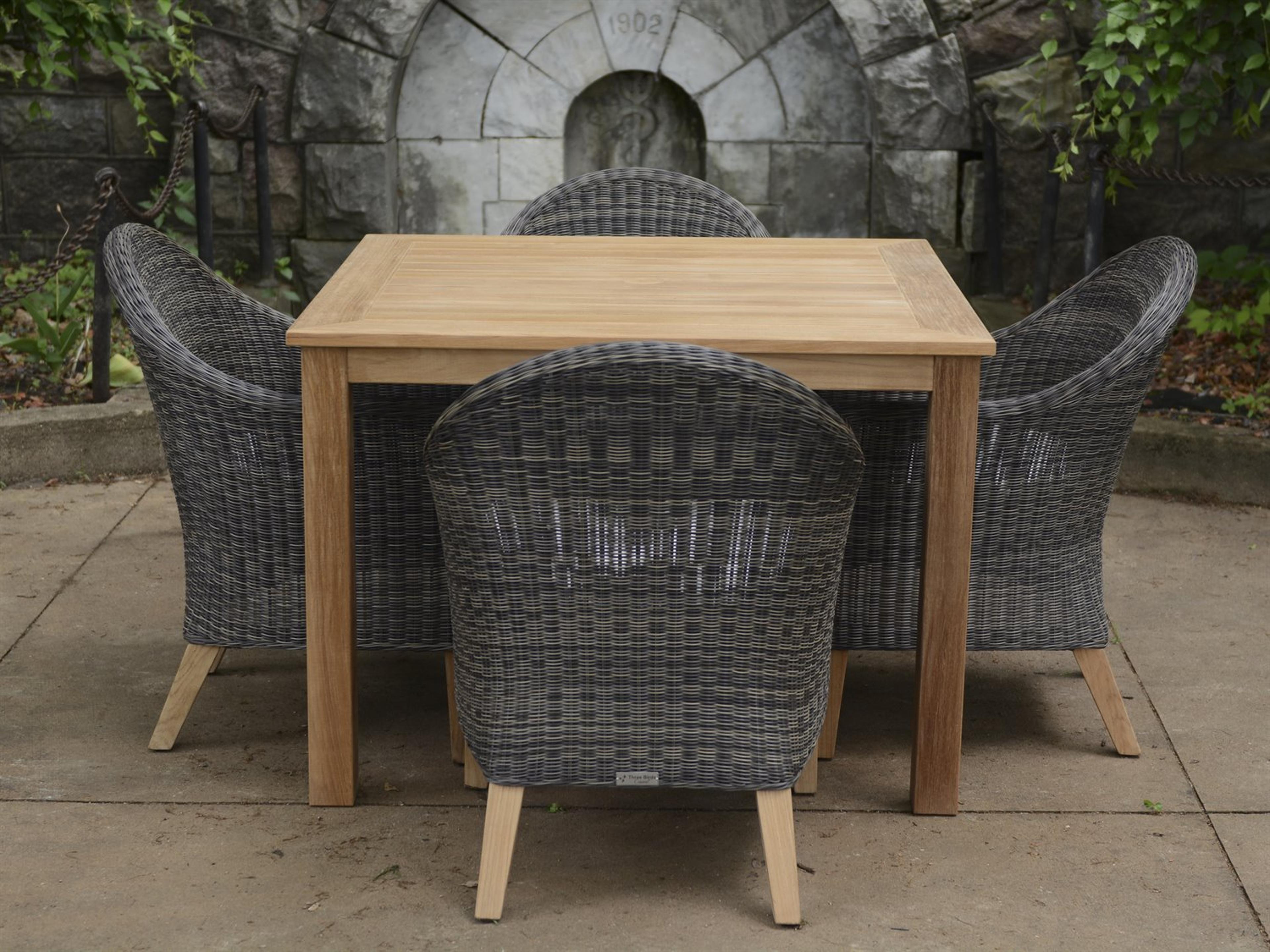 Vienna Teak Wicker Outdoor Patio Dining Set