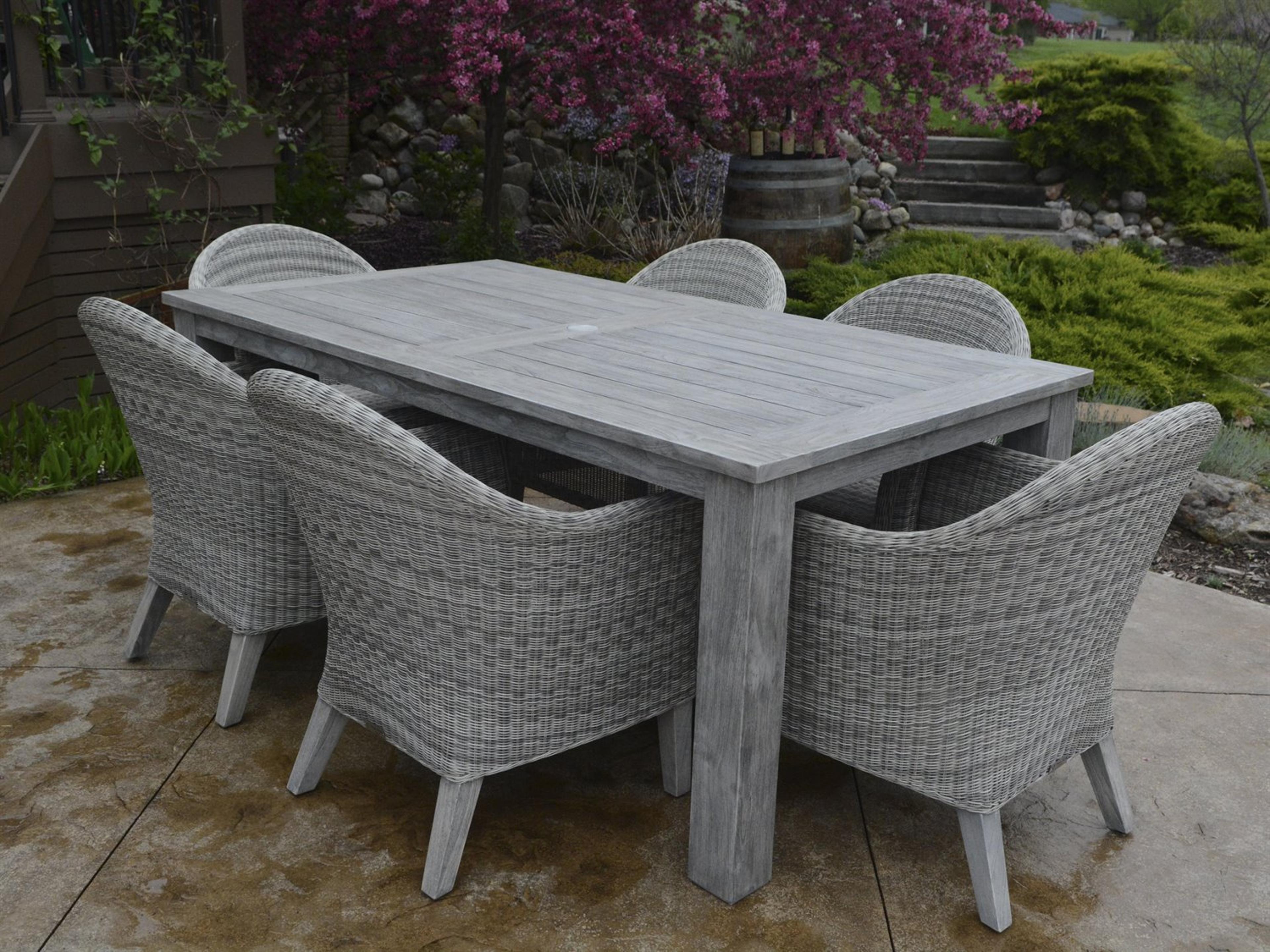Vienna Grey Teak Wicker Outdoor Dining Set