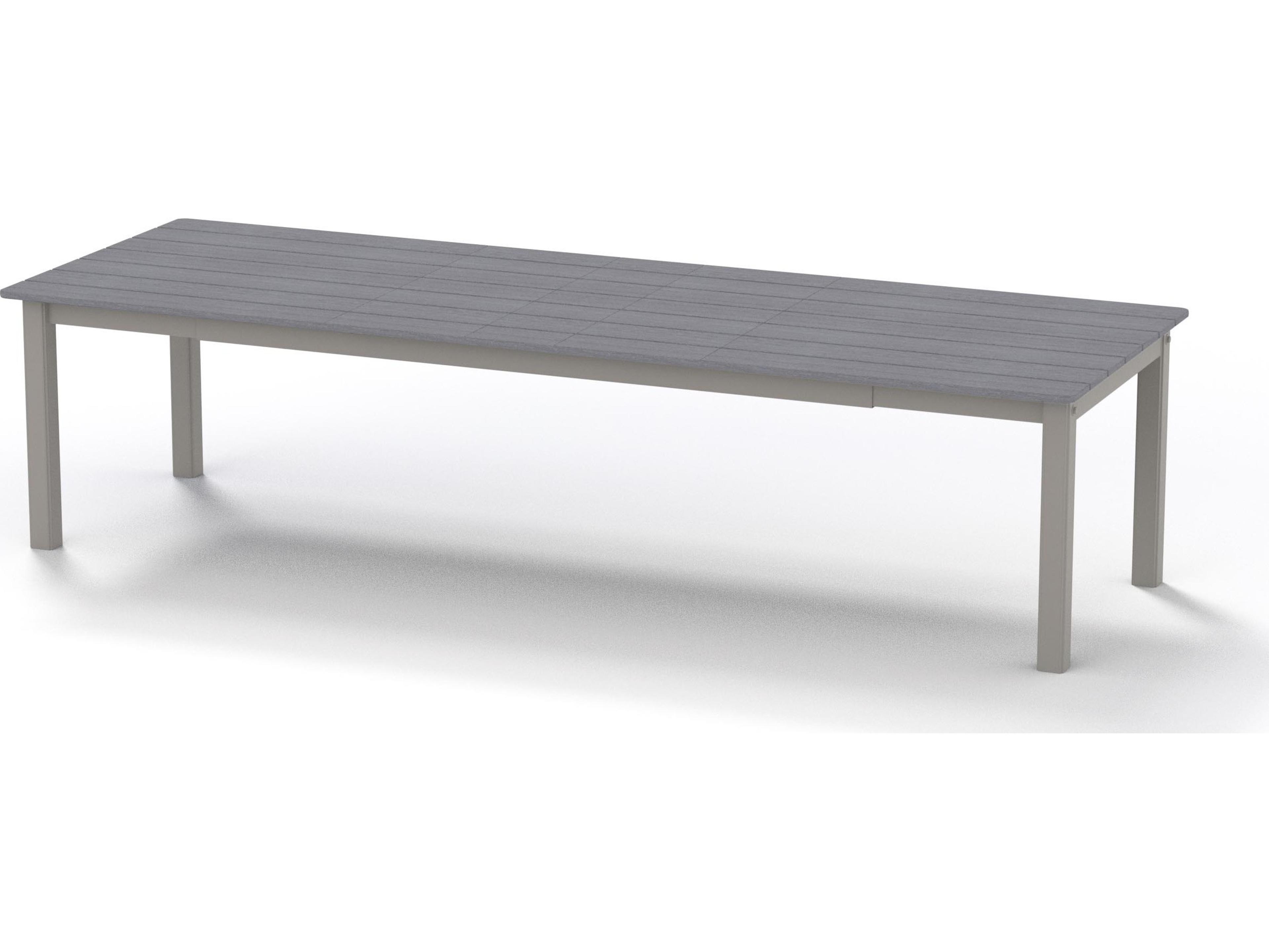 Telescope Casual Marine Grade Polymer Rectangular Extendable Outdoor Dining Table with Umbrella Hole