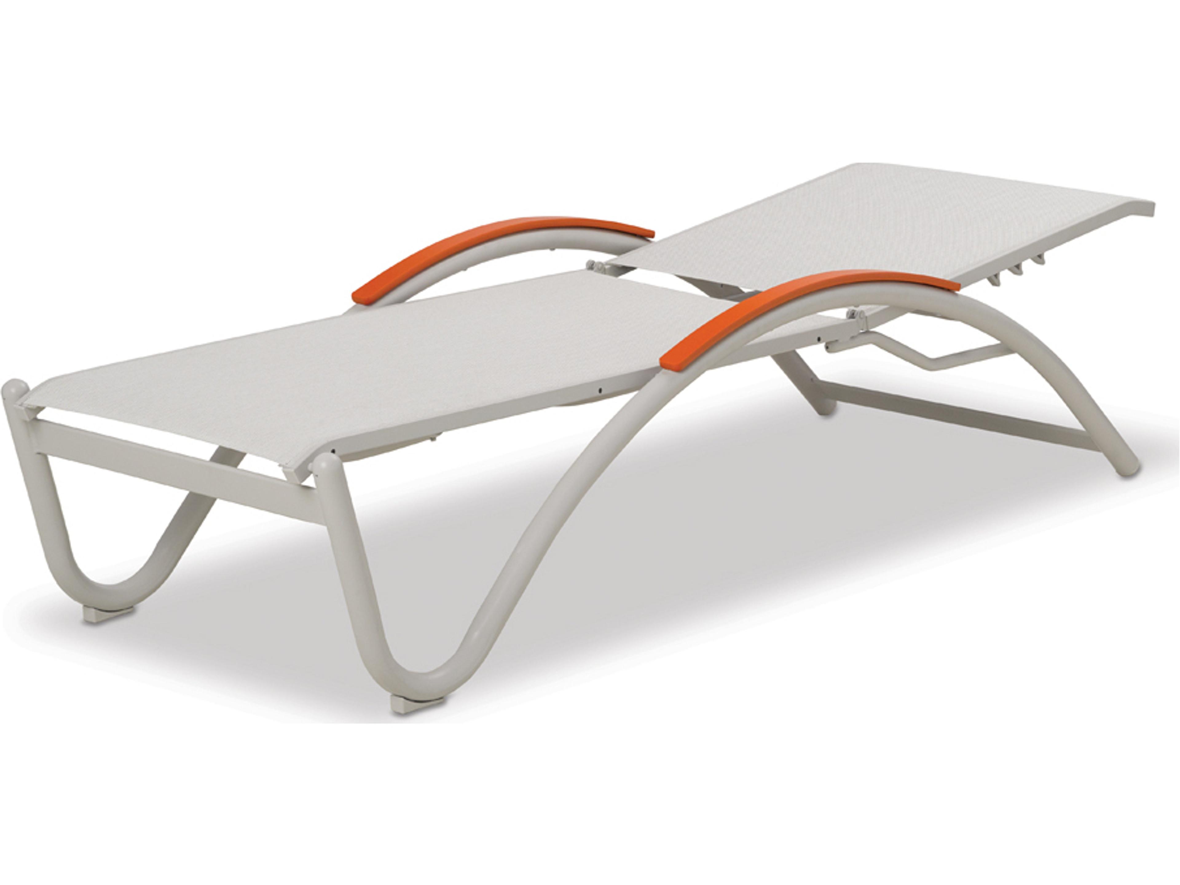 Telescope Casual Helios Sling Aluminum Stackable Patio Chaise Lounge With MGP Arms