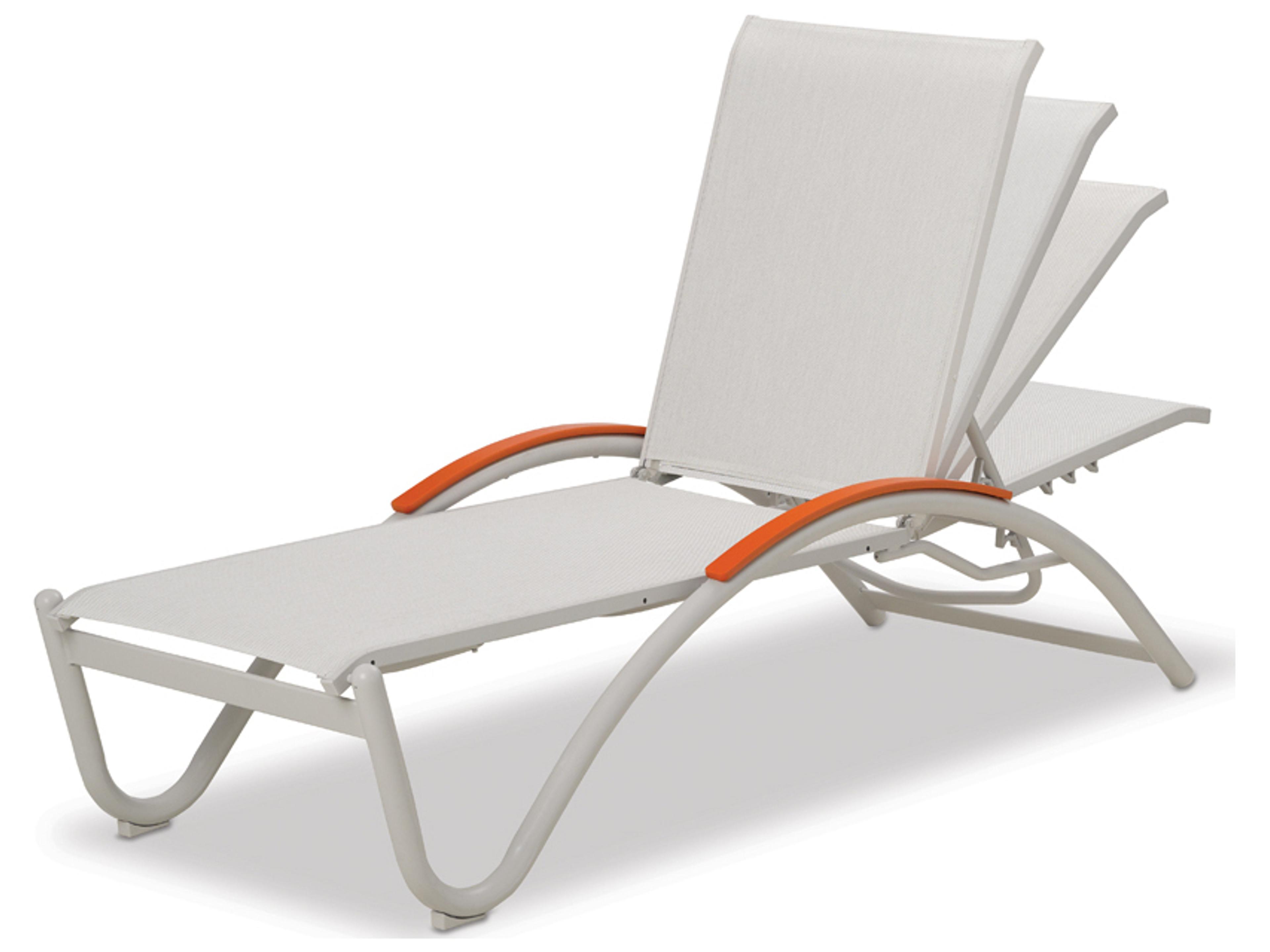 Telescope Casual Helios Sling Aluminum Stackable Patio Chaise Lounge With MGP Arms