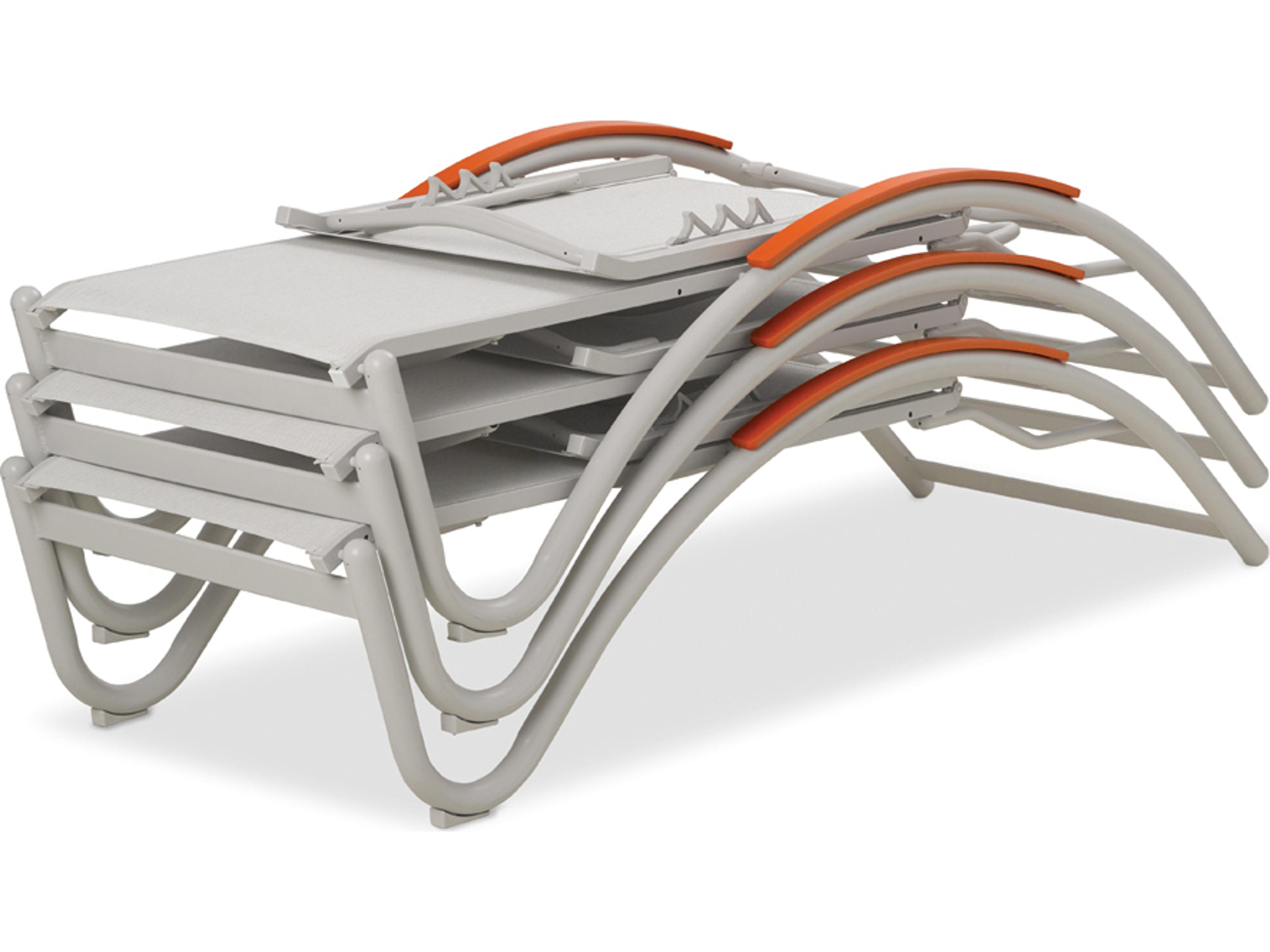 Telescope Casual Helios Sling Aluminum Stackable Patio Chaise Lounge With MGP Arms