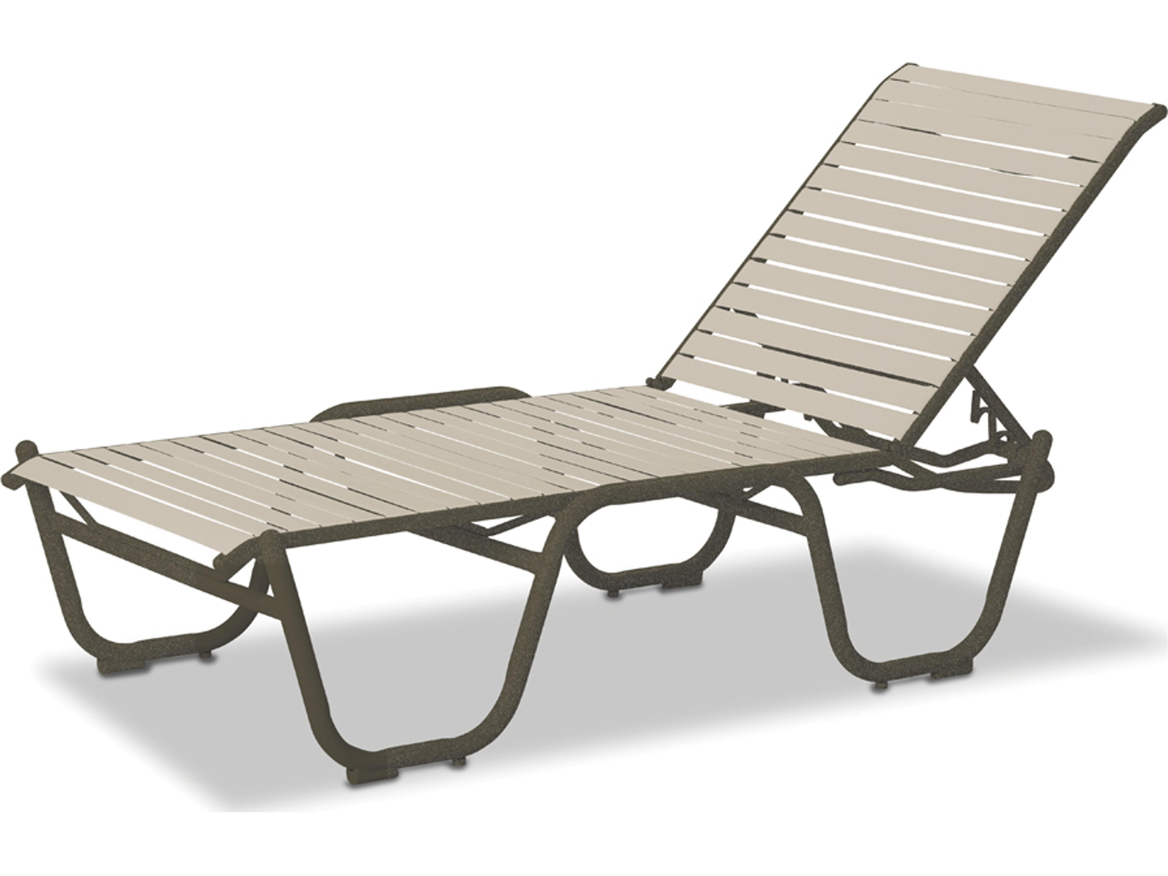 Reliance Contract Strap Aluminum 16 High Four Position Lay-flat Stackable Patio Chaise Lounge