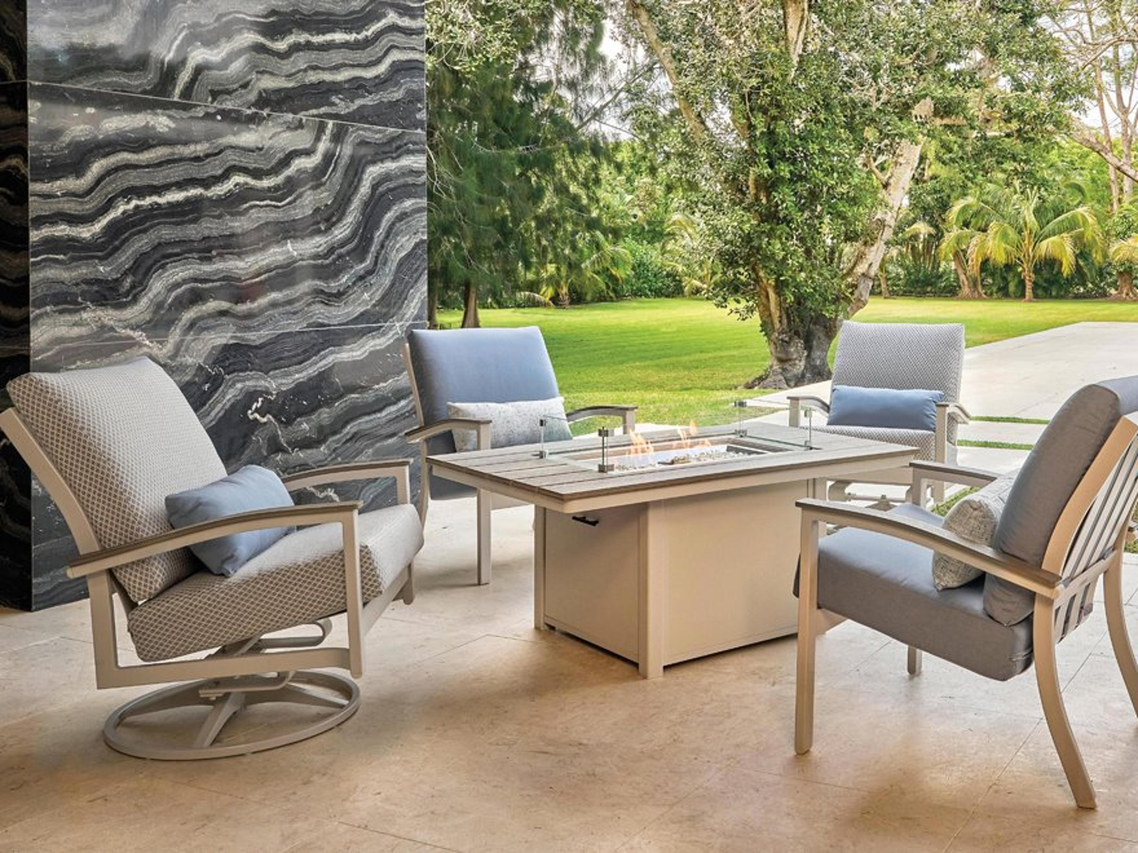 Bazza Cushion Aluminum Firepit Lounge Set