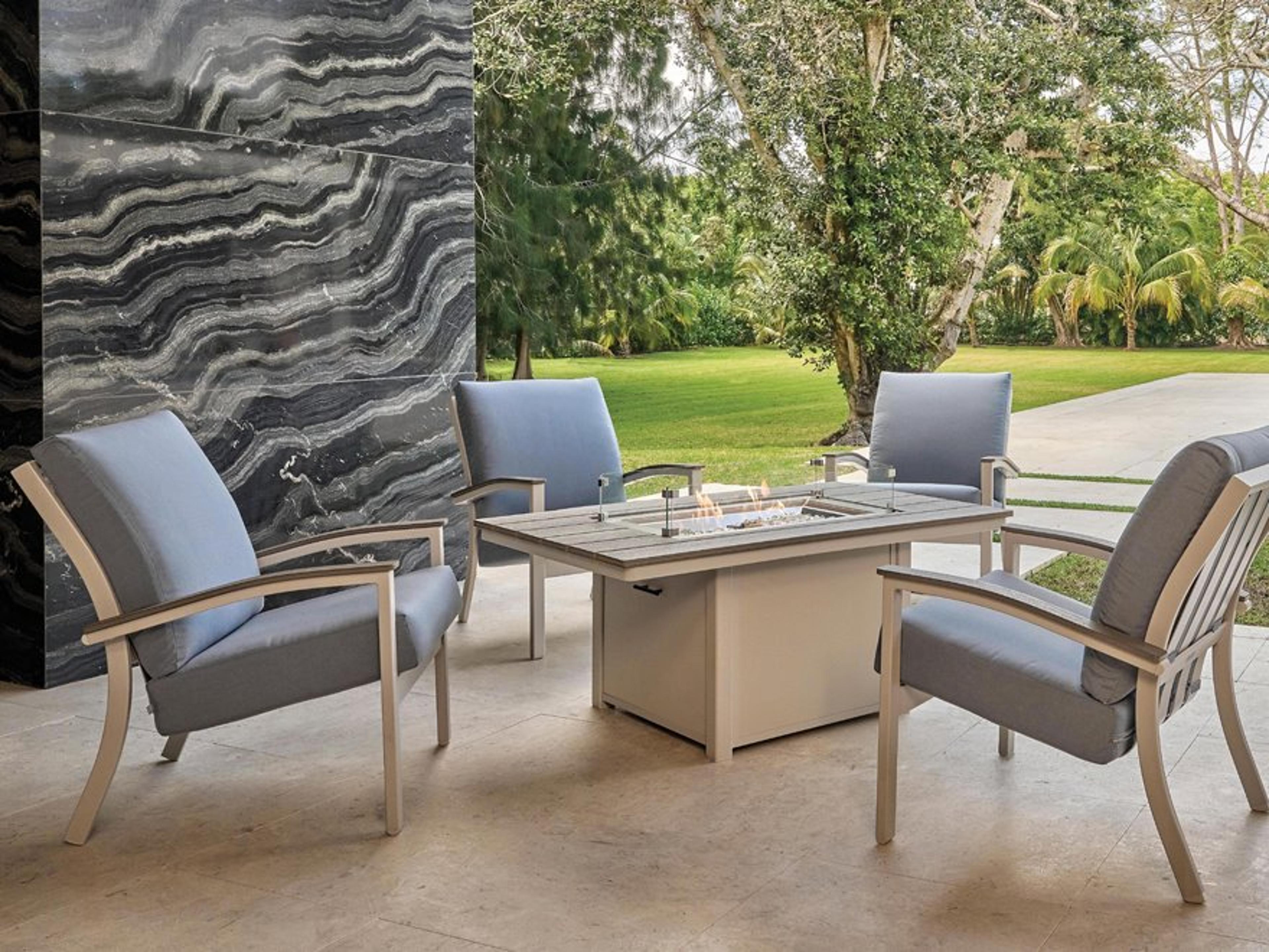 Bazza Cushion Aluminum Firepit Lounge Set