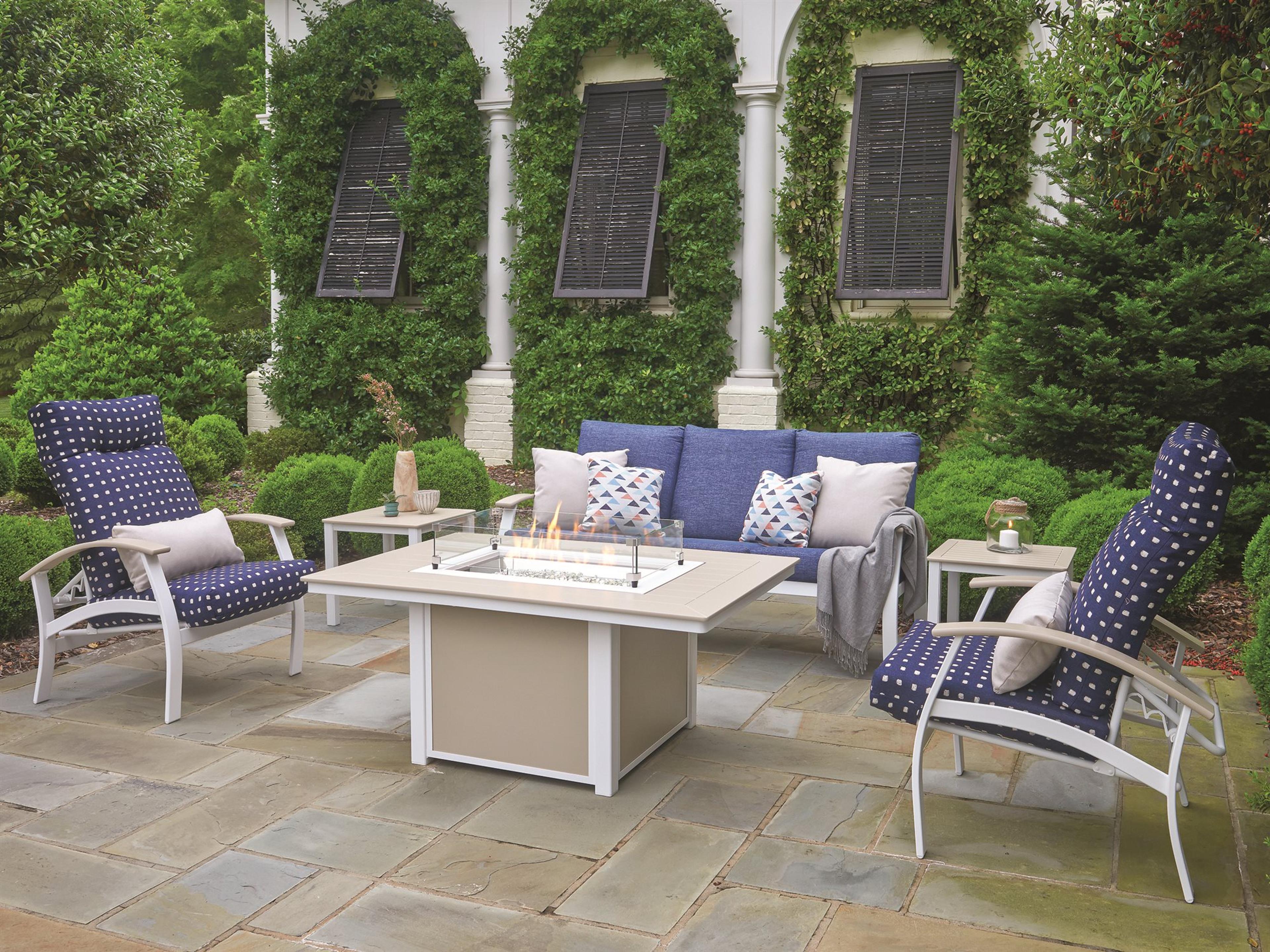 Telescope Casual Belle Isle Cushion Aluminum Fire Pit Lounge Set