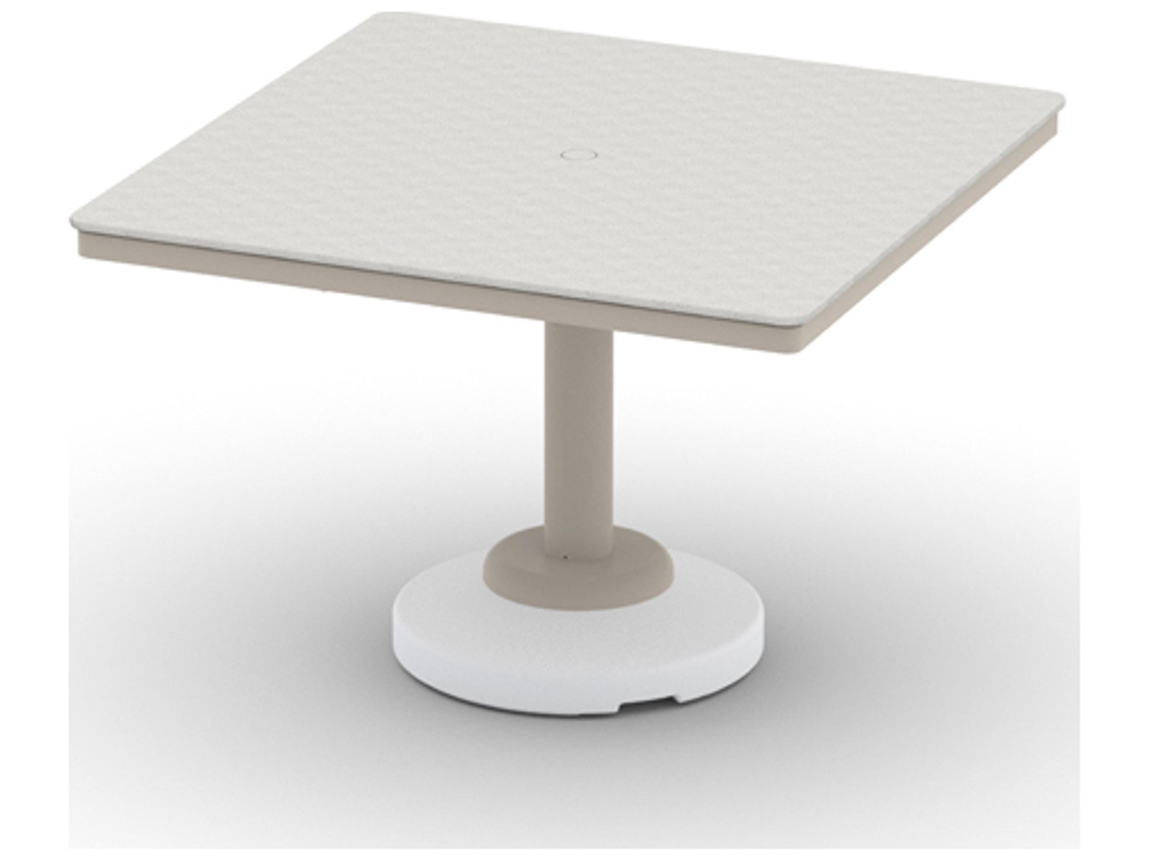 Origins Marine Grade Polymer Aluminum Square Outdoor Patio Dining Table with Umbrella Hole