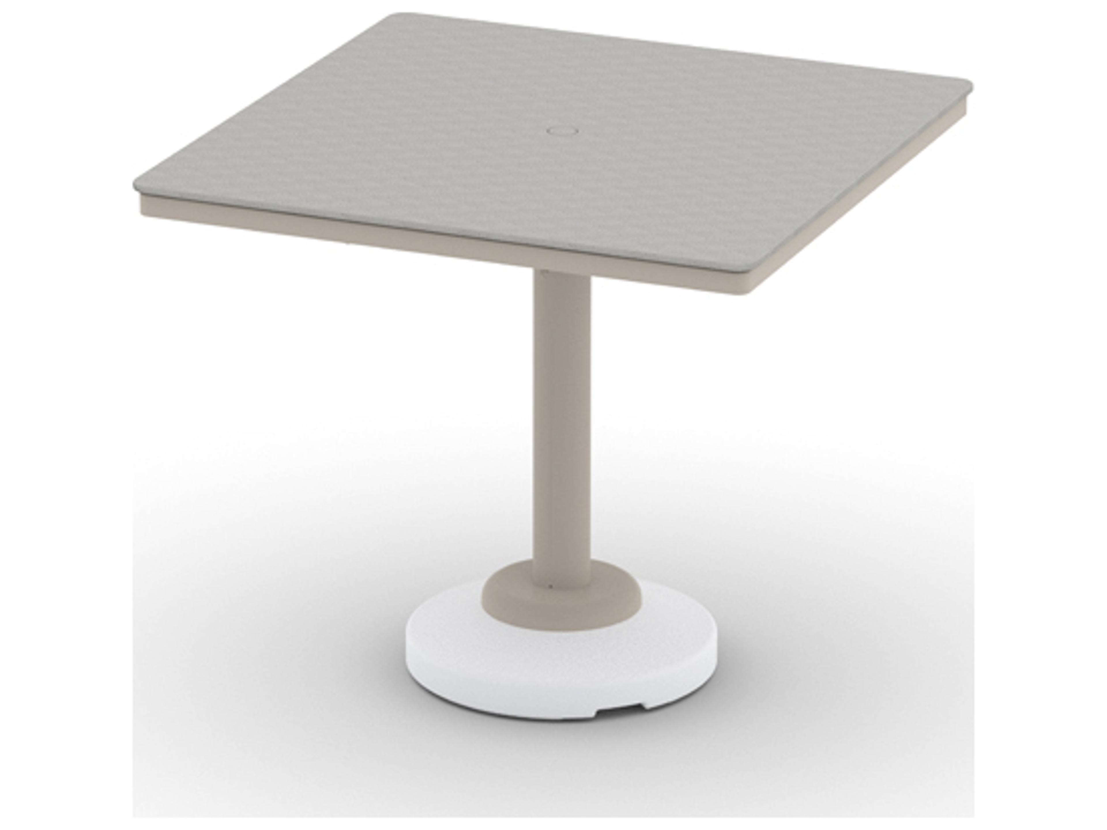 Origins Marine Grade Polymer Aluminum Square Outdoor Patio Counter Height Table with Umbrella Hole