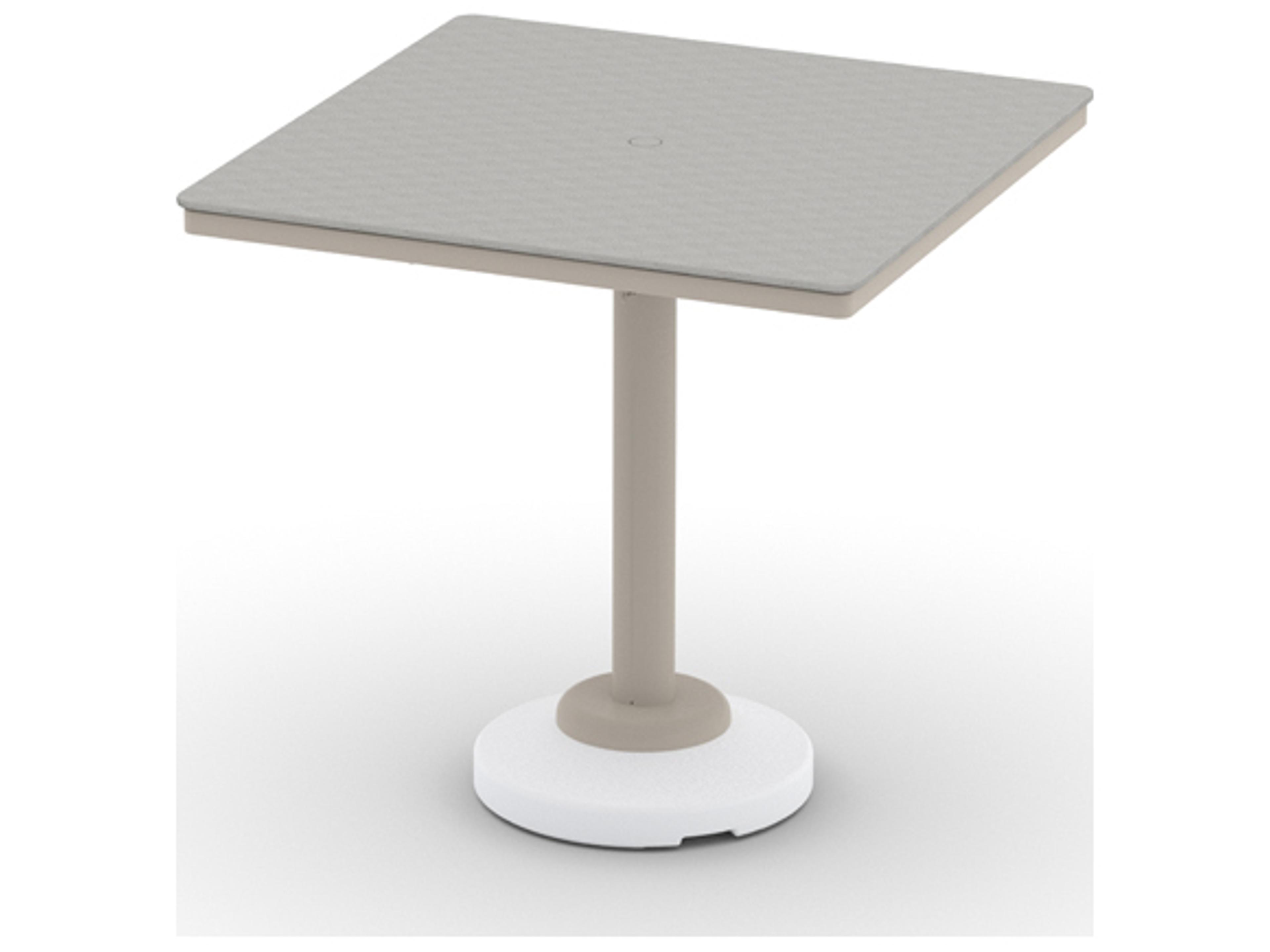 Origins Marine Grade Polymer Aluminum Square Outdoor Patio Bar Height Table with Umbrella Hole