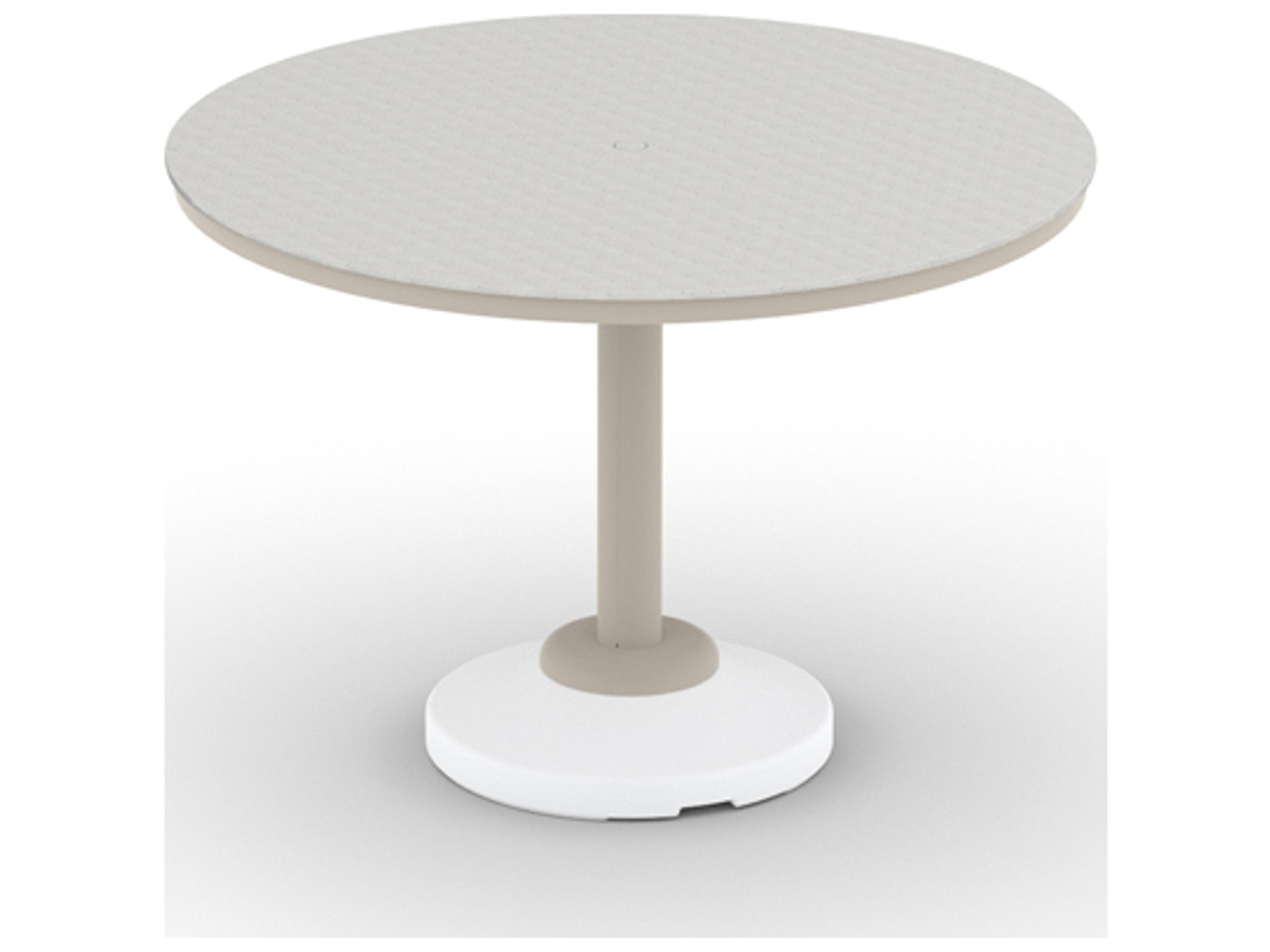 Origins Marine Grade Polymer Aluminum Round Patio Counter Height Table with Umbrella Hole