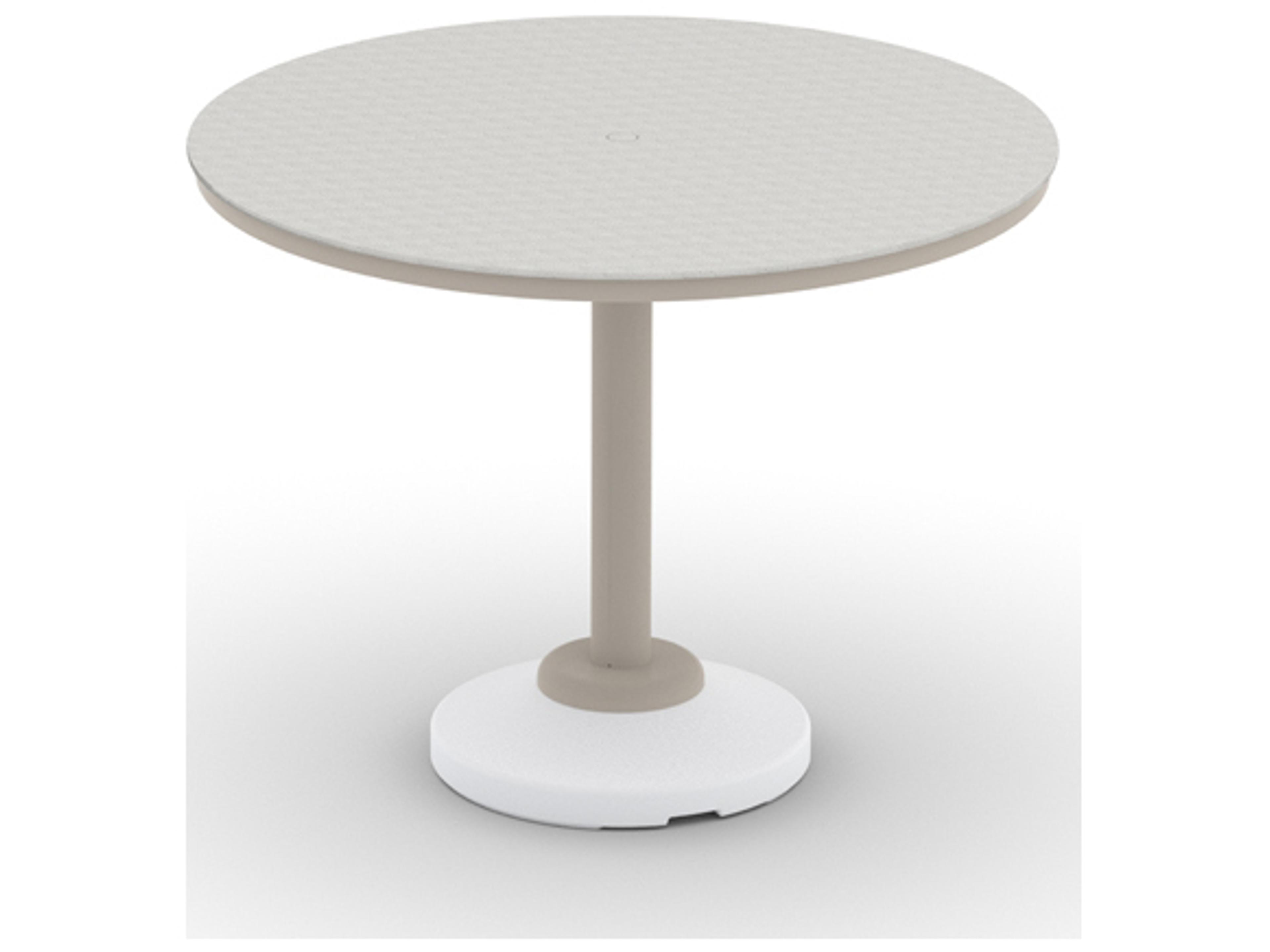 Origins Marine Grade Polymer Aluminum Round Patio Bar Height Table with Umbrella Hole