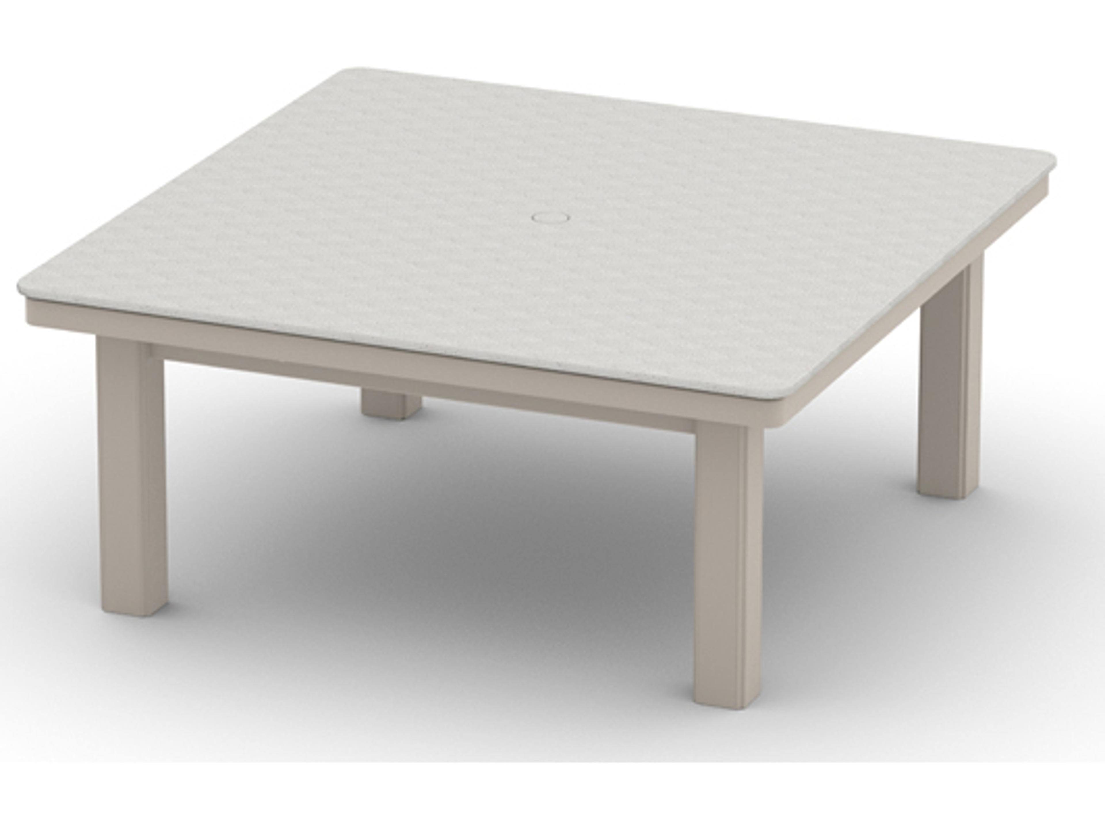 Origins Marine Grade Polymer Aluminum Square Coffee Height Table with Umbrella Hole