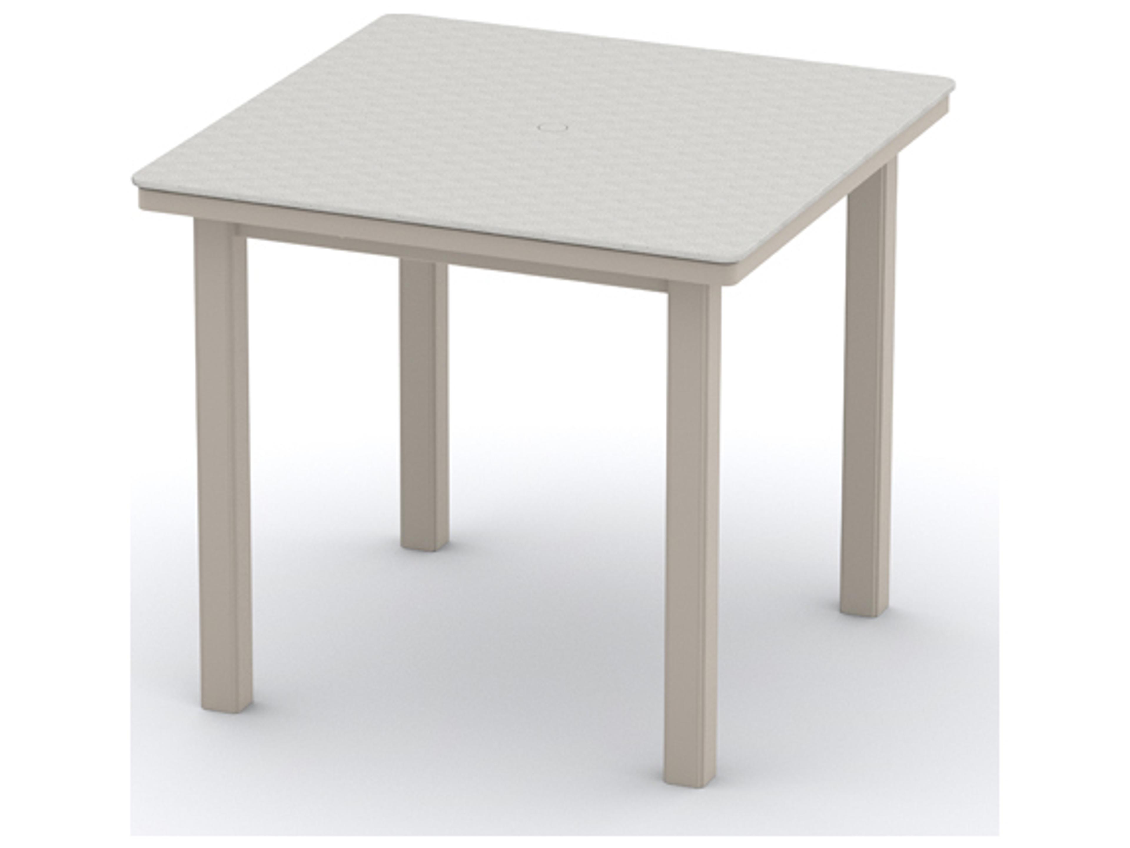 Origins Marine Grade Polymer Aluminum Square Outdoor Bar Height Table with Umbrella Hole