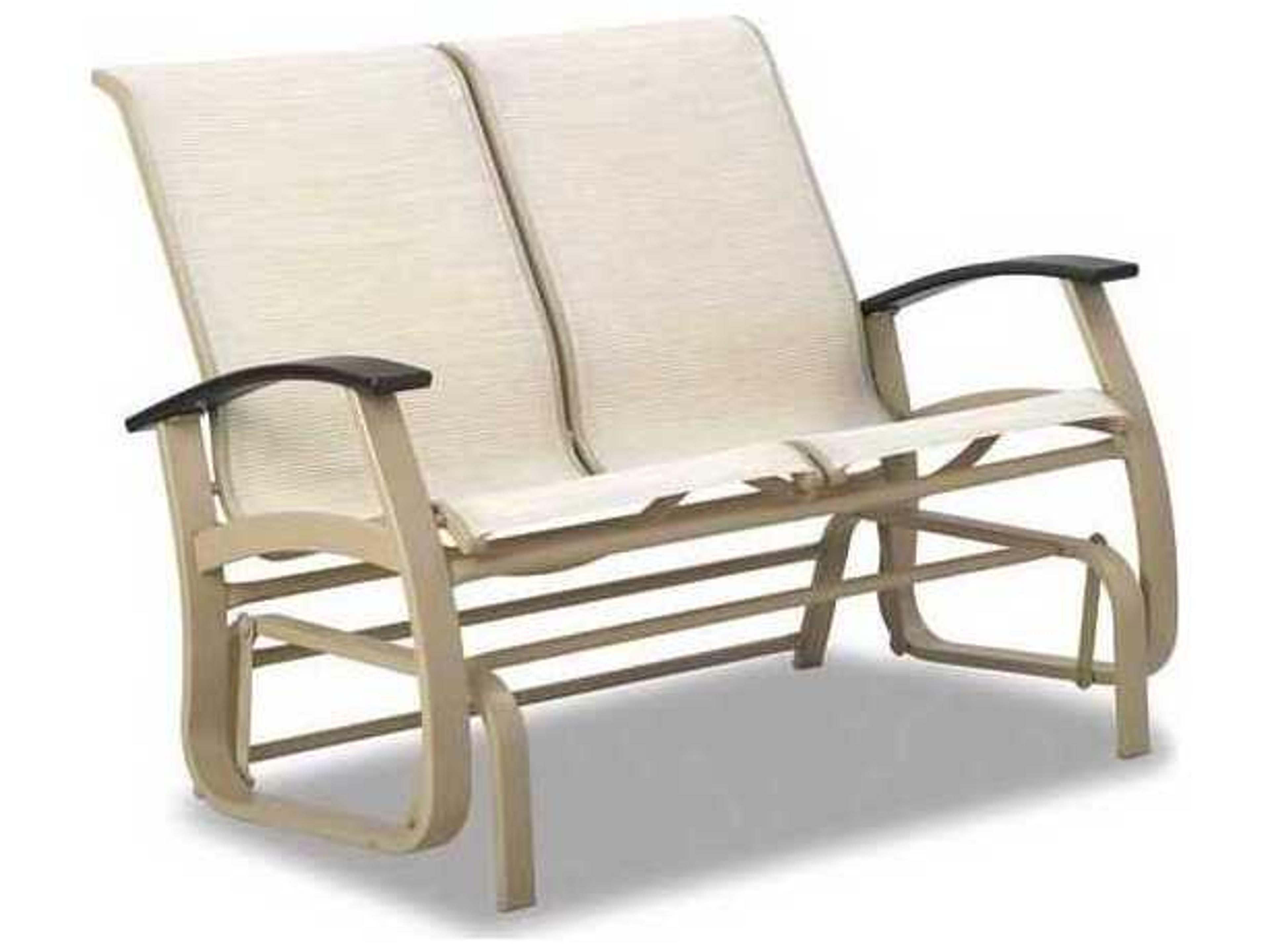Telescope Casual Belle Isle Sling Aluminum Glider Outdoor Patio Loveseat with MGP Arms