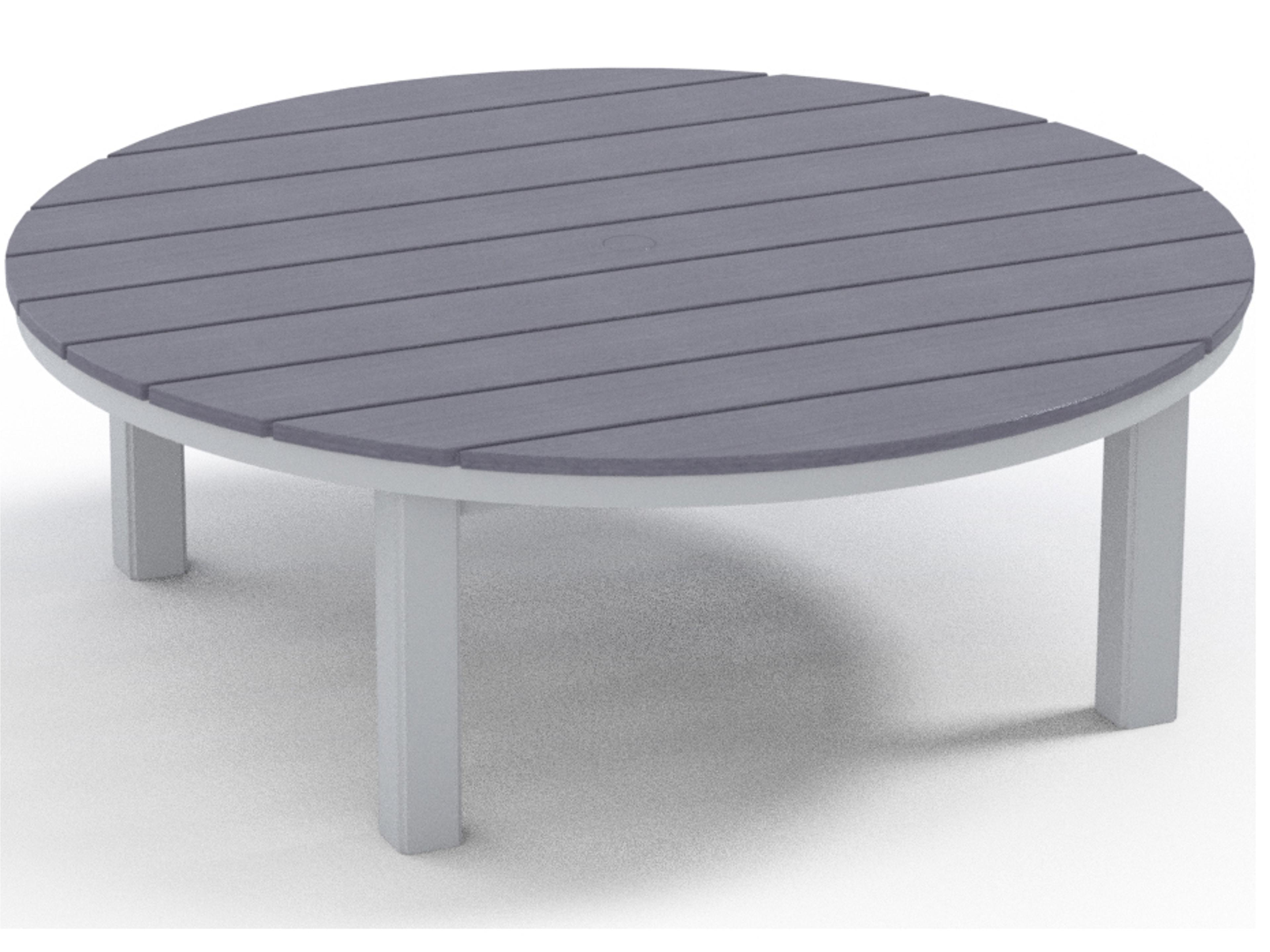 Telescope Casual Marine Grade Polymer Round Coffee Height Table with Umbrella Hole