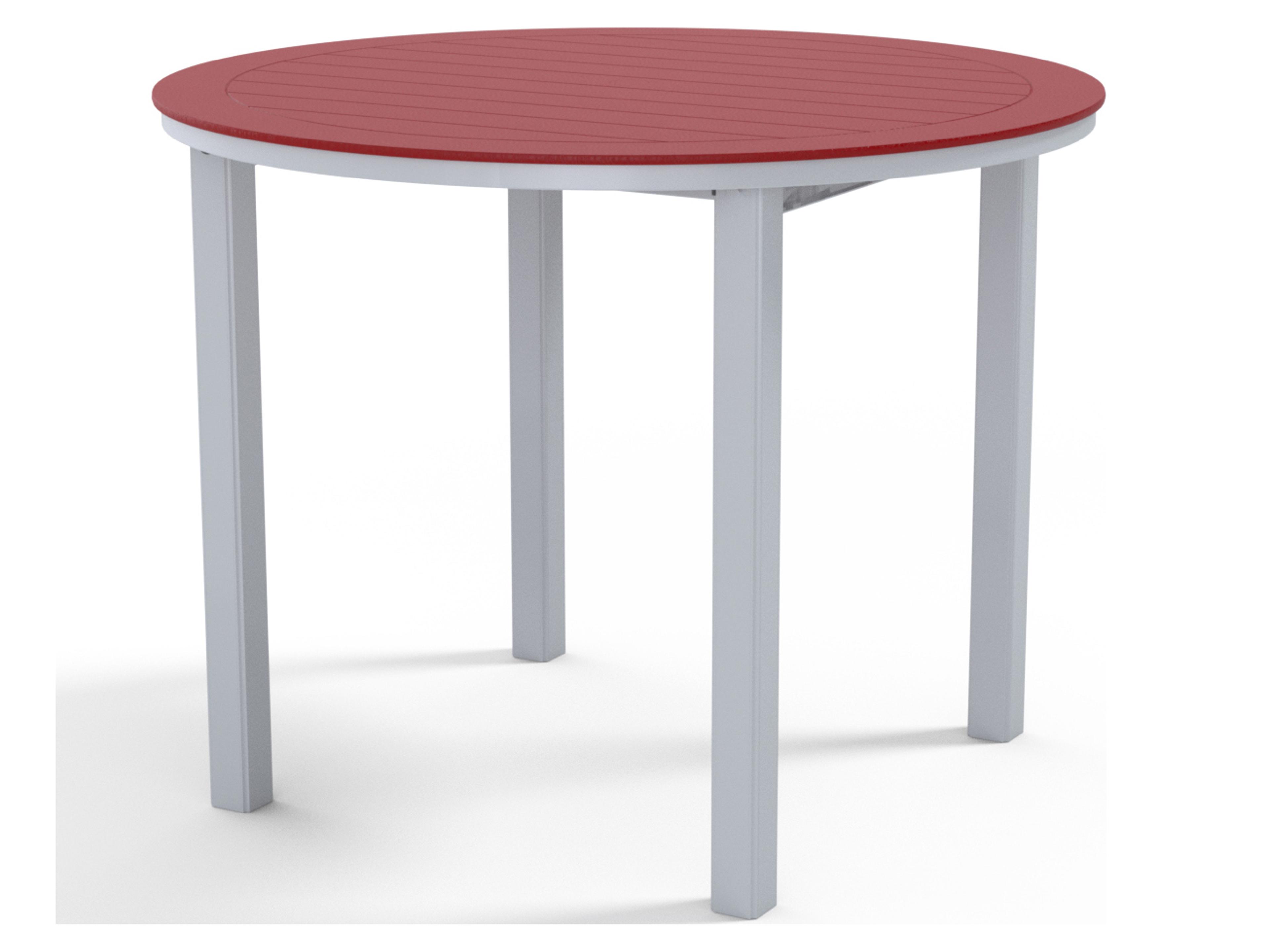 Telescope Casual Marine Grade Polymer Round Patio Bar Height Table with Umbrella Hole