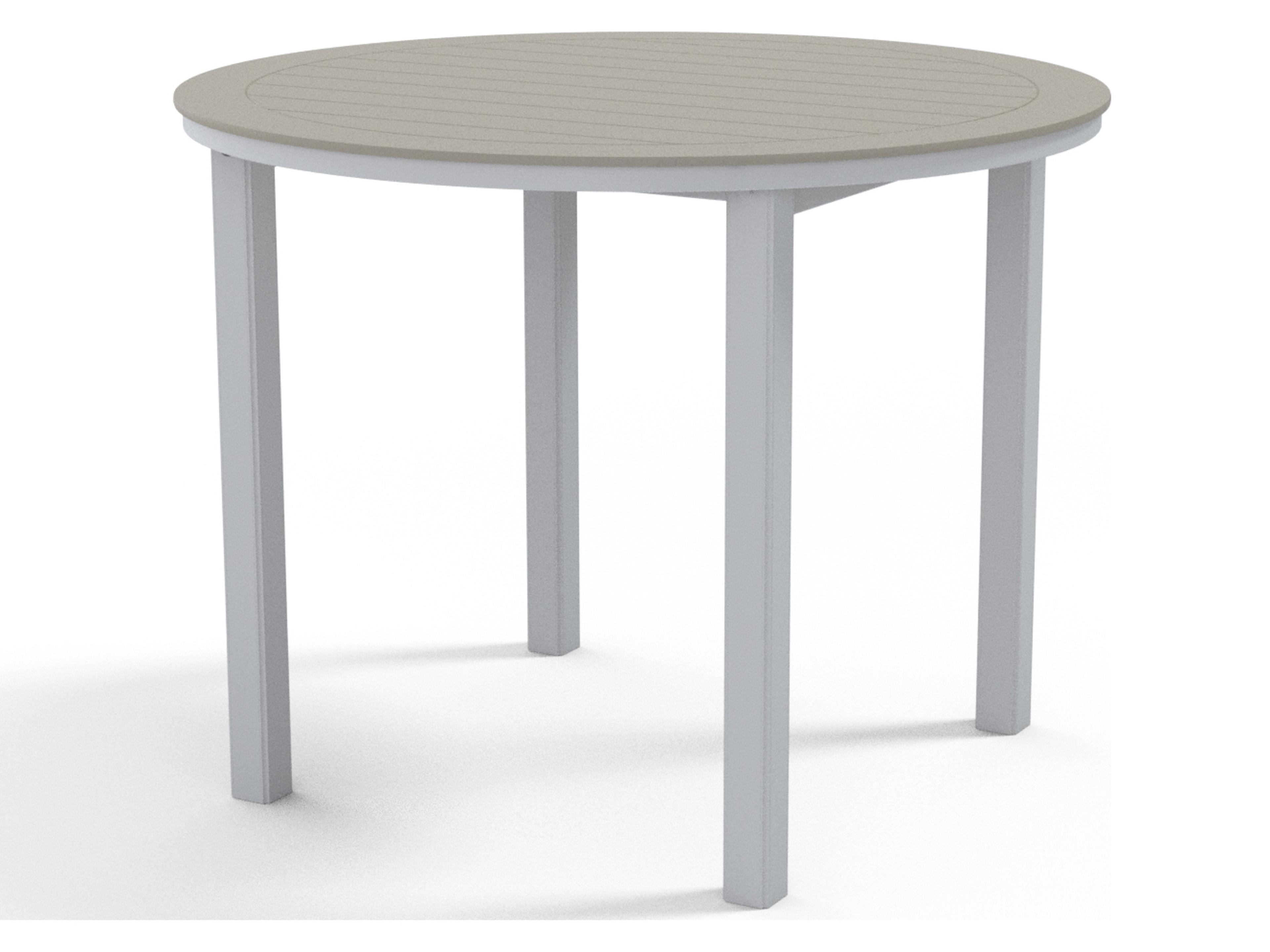 Telescope Casual Marine Grade Polymer Round Patio Bar Height Table with Umbrella Hole