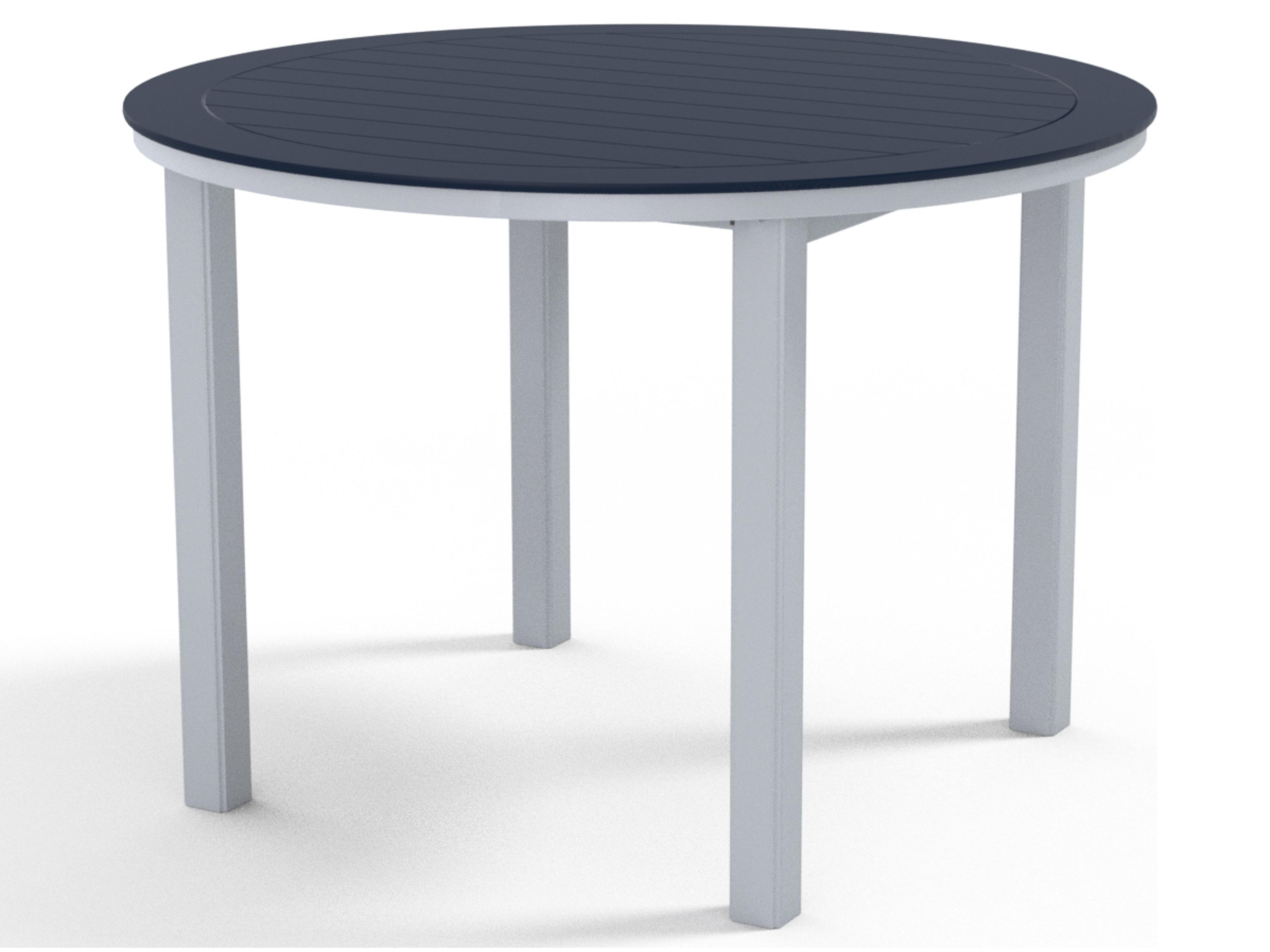 Telescope Casual Marine Grade Polymer Round Patio Counter Height Table with Umbrella Hole