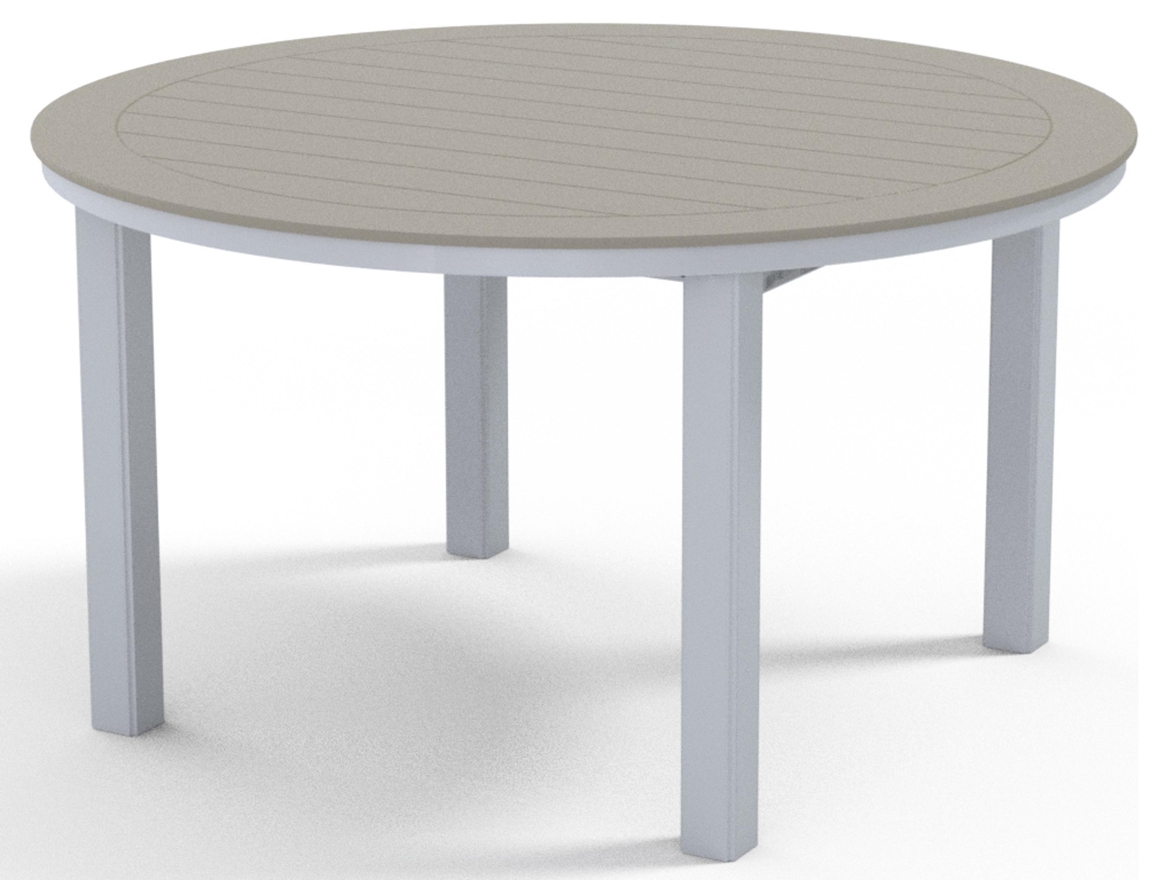 Marine Grade Polymer Round Outdoor Patio Dining Table with Umbrella Hole