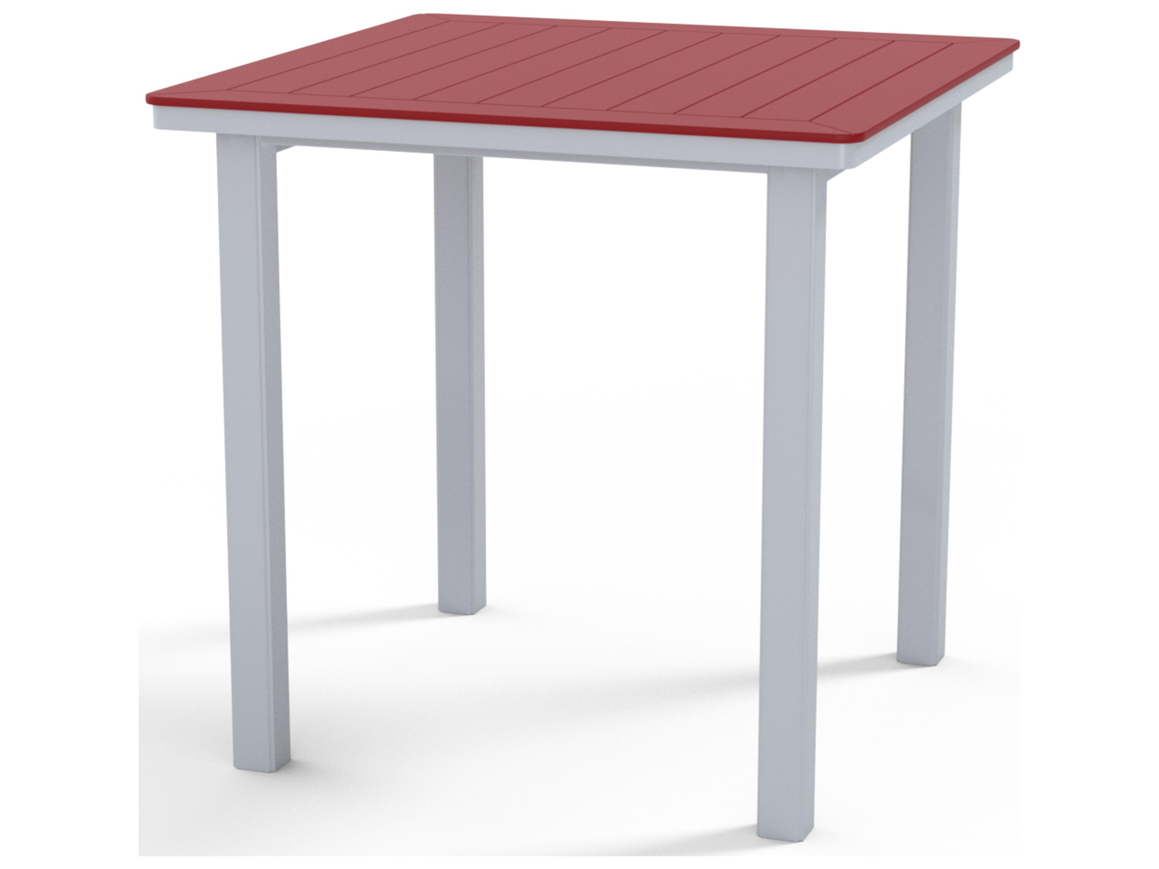 Telescope Casual Marine Grade Polymer Square Outdoor Bar Height Table with Umbrella Hole