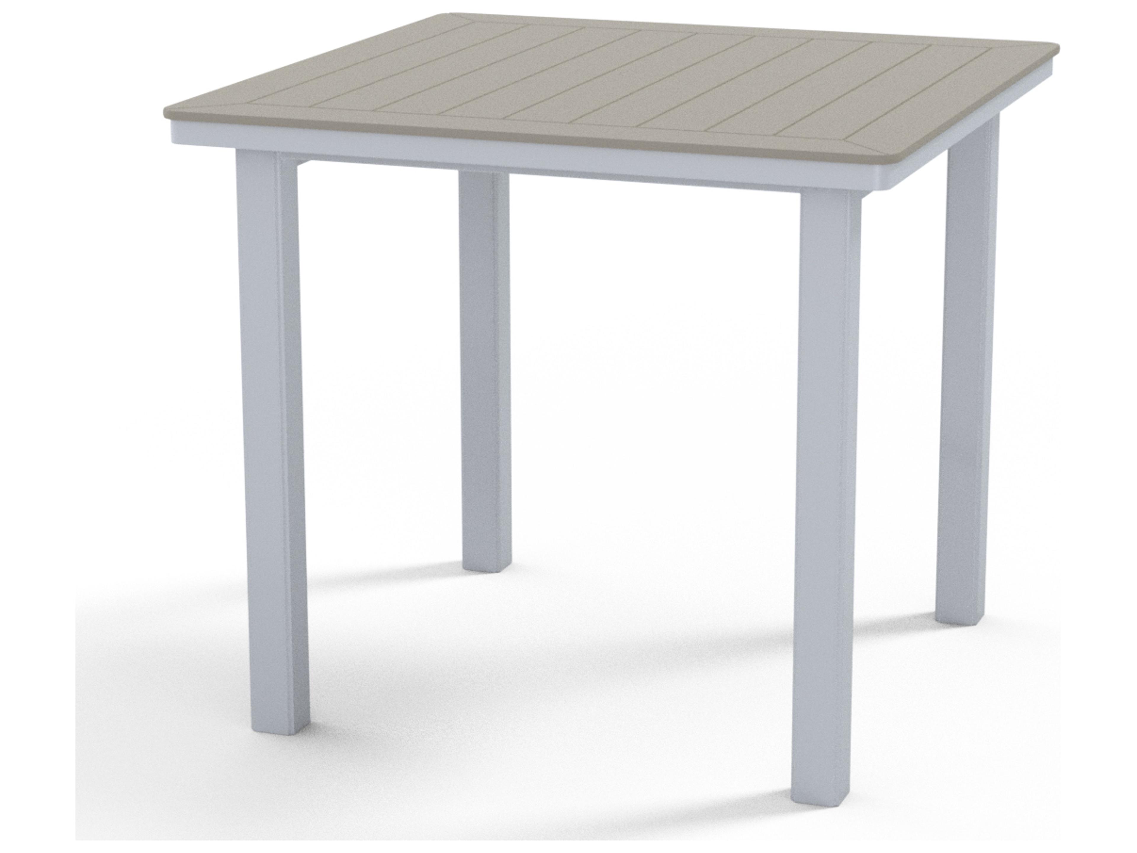 Marine Grade Polymer Square Outdoor Counter Height Table with Umbrella Hole